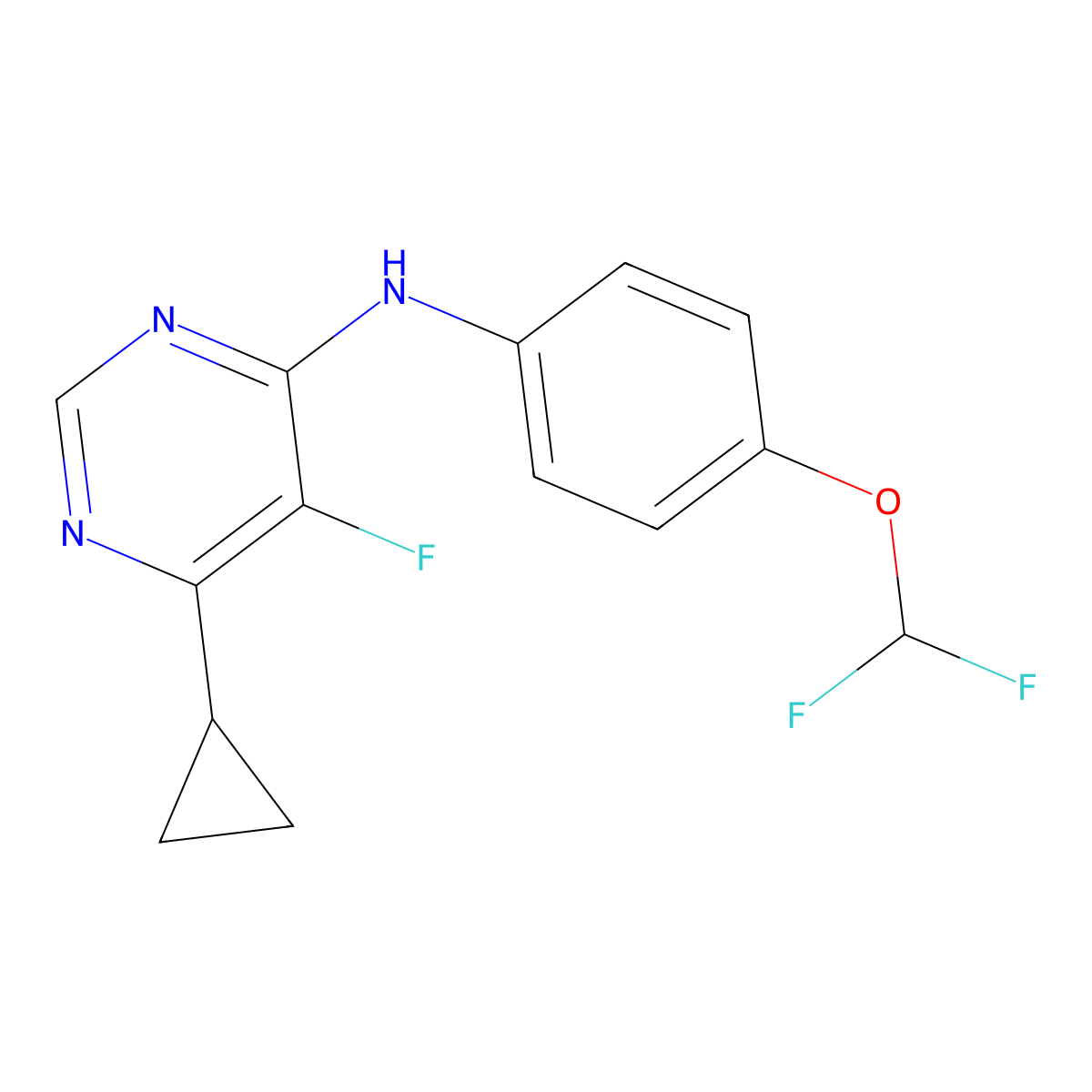 6-Cyclopropyl-N-[4-(difluoromethoxy)phenyl]-5-fluoropyrimidin-4-amine molecular structure, CAS 2415534-07-3