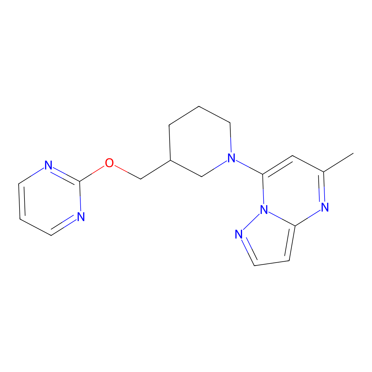 2-[(1-{5-Methylpyrazolo[1,5-a]pyrimidin-7-yl}piperidin-3-yl)methoxy]pyrimidine molecular structure, CAS 2415534-13-1
