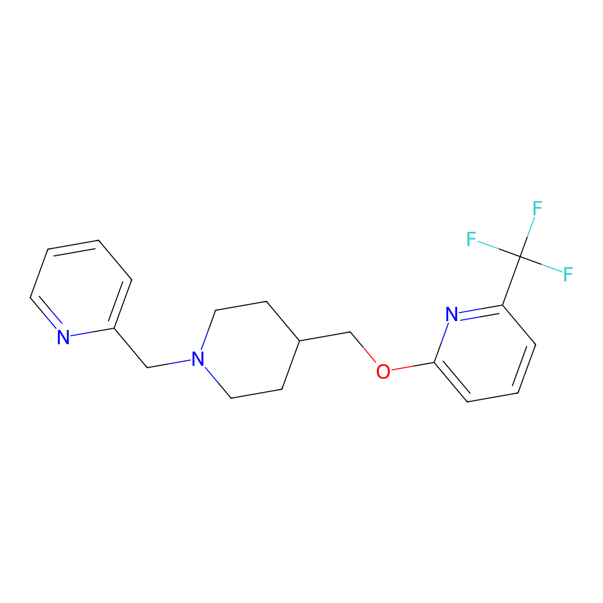 2-({1-[(Pyridin-2-yl)methyl]piperidin-4-yl}methoxy)-6-(trifluoromethyl)pyridine molecular structure, CAS 2415534-14-2