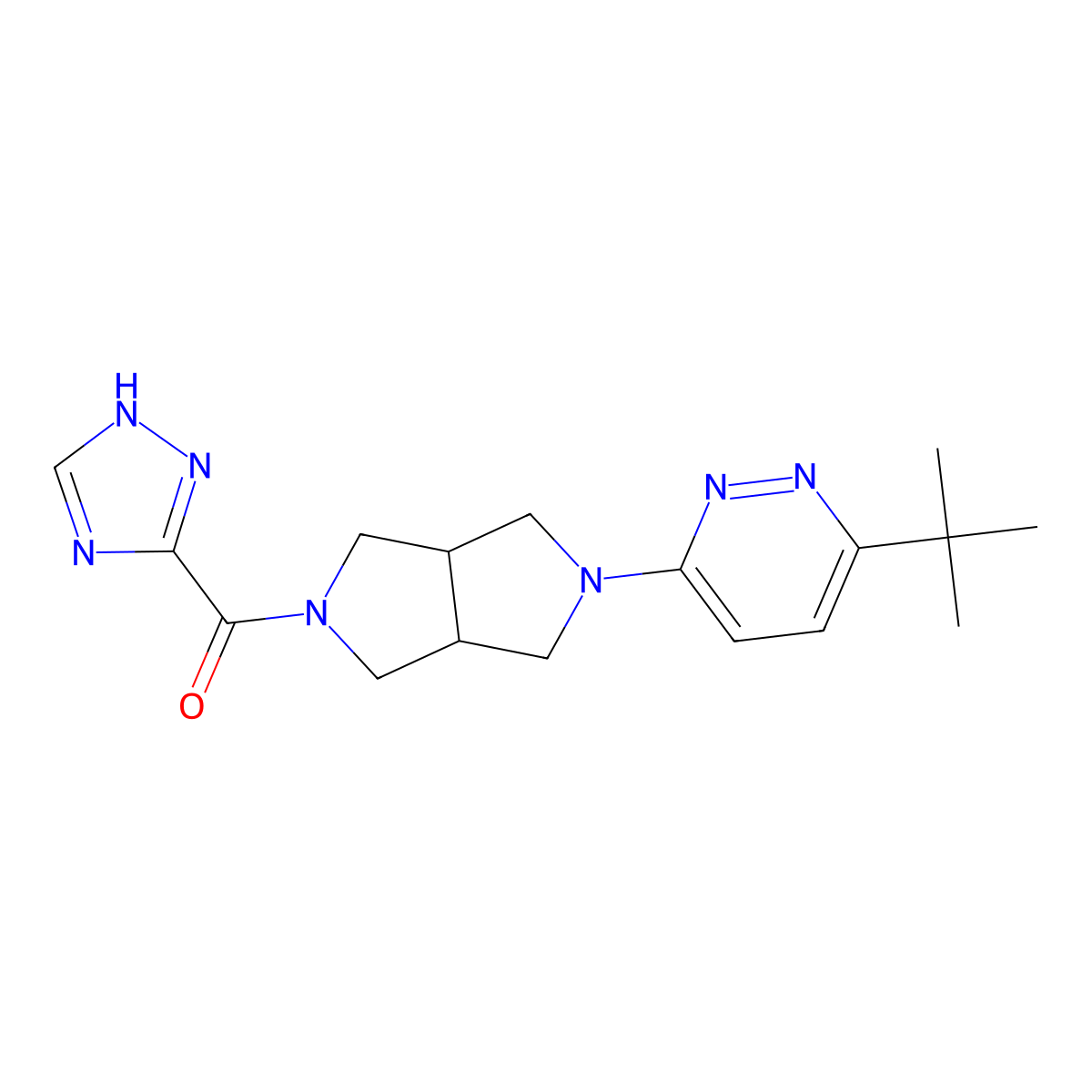 3-tert-butyl-6-[5-(1H-1,2,4-triazole-3-carbonyl)-octahydropyrrolo[3,4-c]pyrrol-2-yl]pyridazine molecular structure, CAS 2415534-18-6