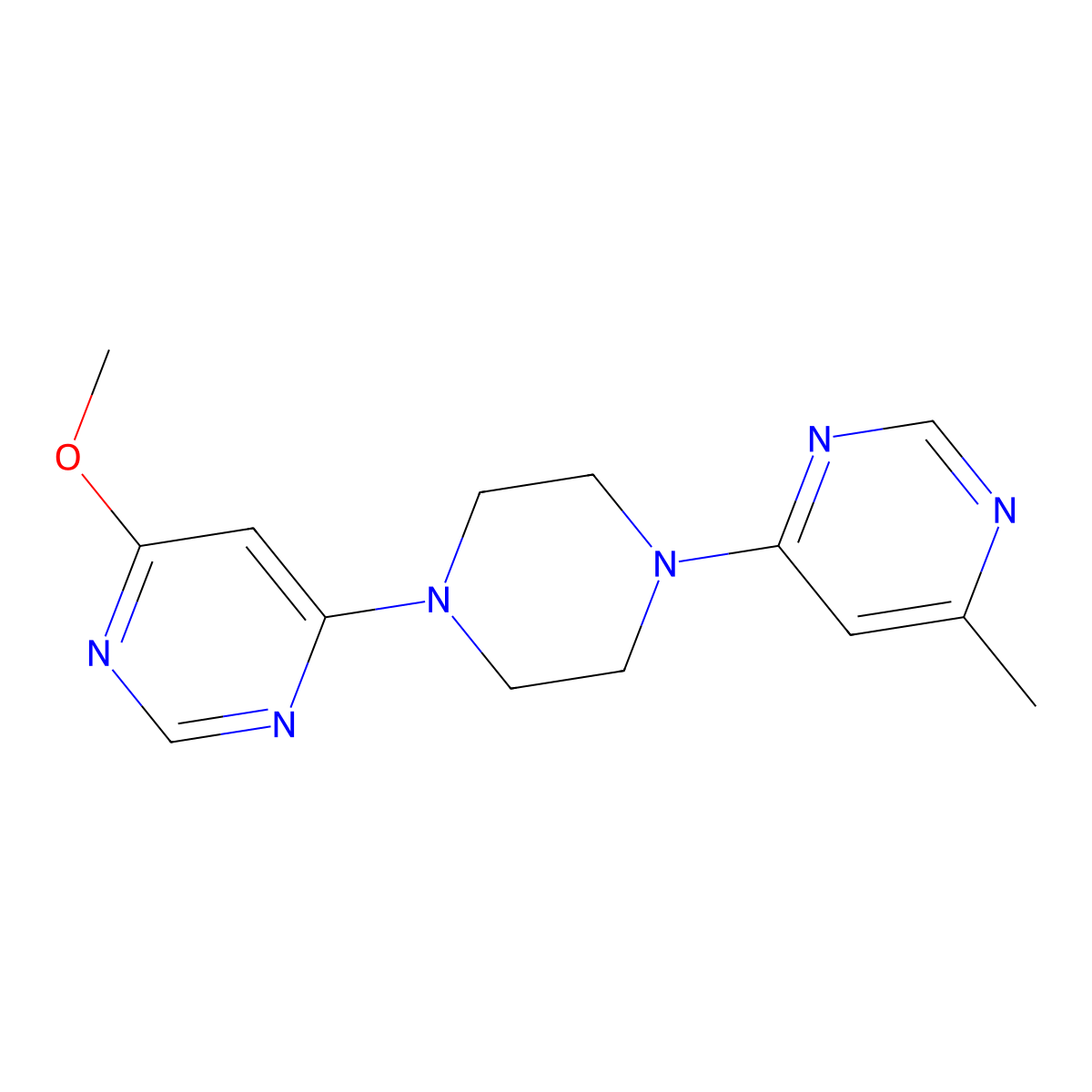 4-[4-(6-Methoxypyrimidin-4-yl)piperazin-1-yl]-6-methylpyrimidine molecular structure, CAS 2415534-30-2