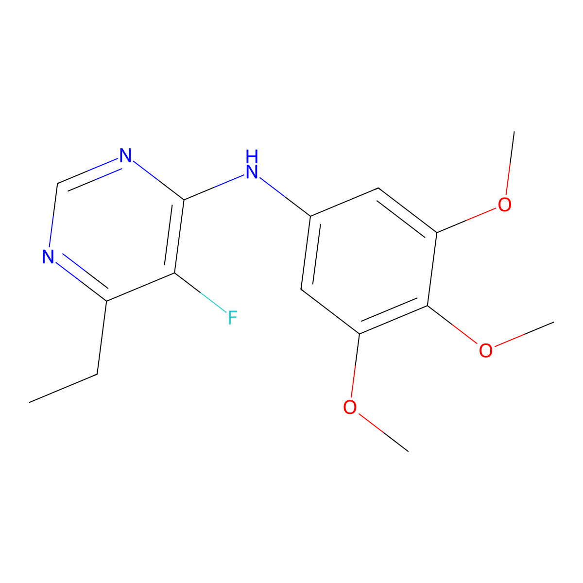 6-Ethyl-5-fluoro-N-(3,4,5-trimethoxyphenyl)pyrimidin-4-amine molecular structure, CAS 2415534-36-8