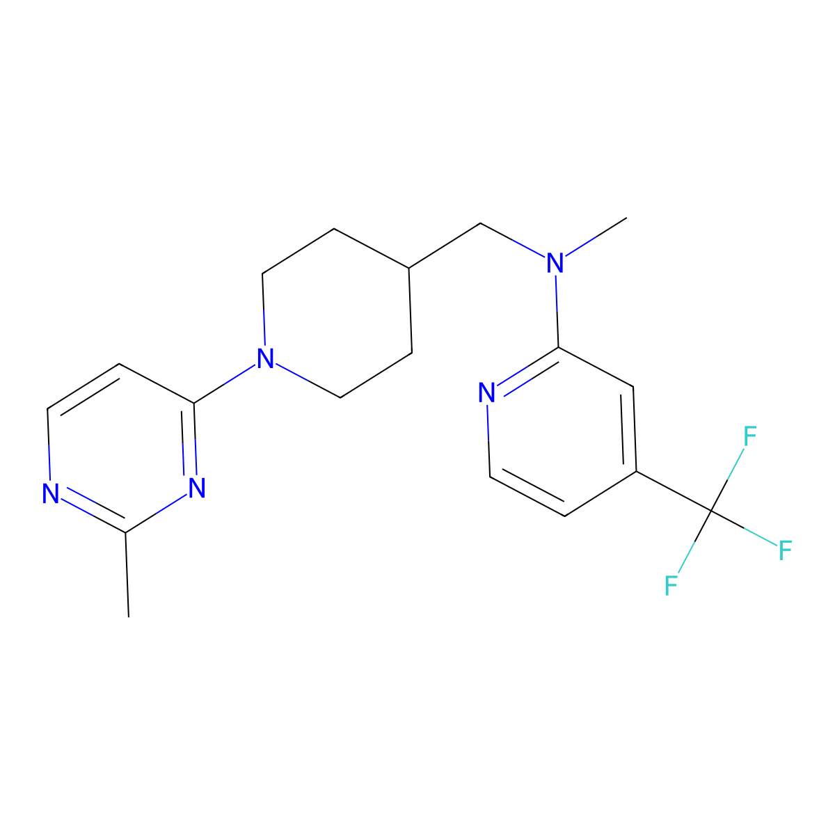N-methyl-N-{[1-(2-methylpyrimidin-4-yl)piperidin-4-yl]methyl}-4-(trifluoromethyl)pyridin-2-amine molecular structure, CAS 2415534-38-0