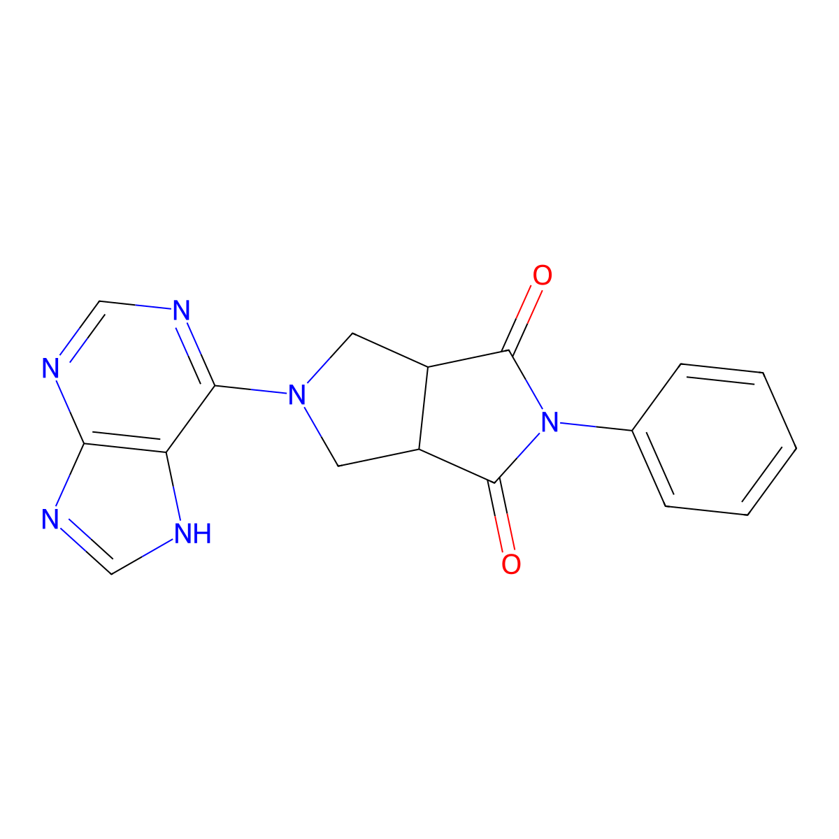 2-phenyl-5-(9H-purin-6-yl)-octahydropyrrolo[3,4-c]pyrrole-1,3-dione molecular structure, CAS 2415534-40-4