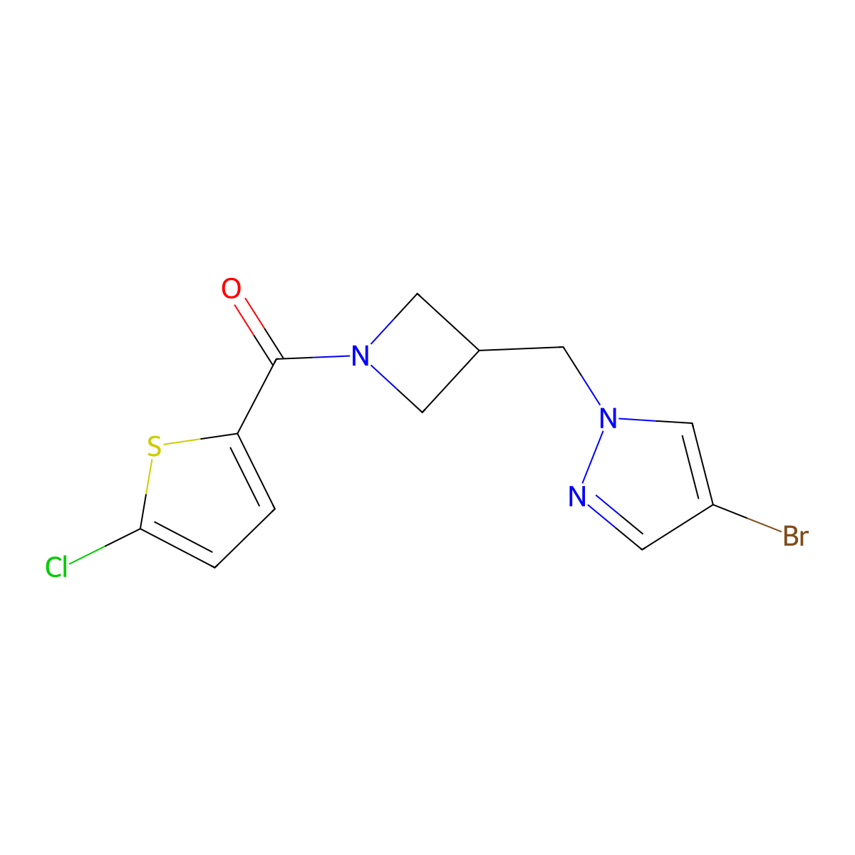 4-bromo-1-{[1-(5-chlorothiophene-2-carbonyl)azetidin-3-yl]methyl}-1H-pyrazole molecular structure, CAS 2415534-41-5