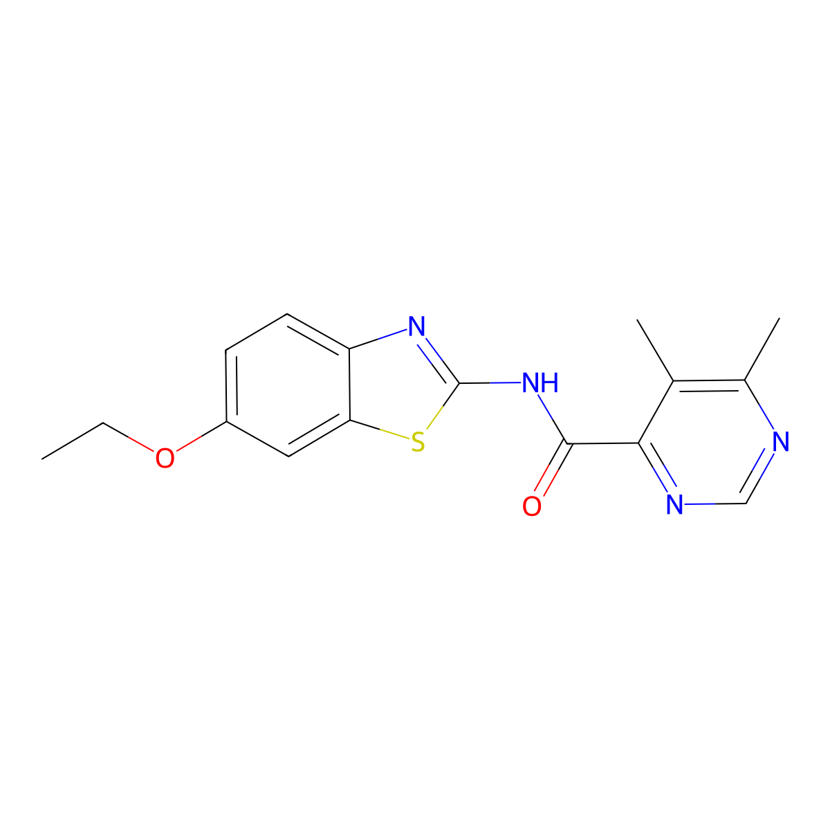 N-(6-Ethoxy-1,3-benzothiazol-2-yl)-5,6-dimethylpyrimidine-4-carboxamide molecular structure, CAS 2415534-50-6