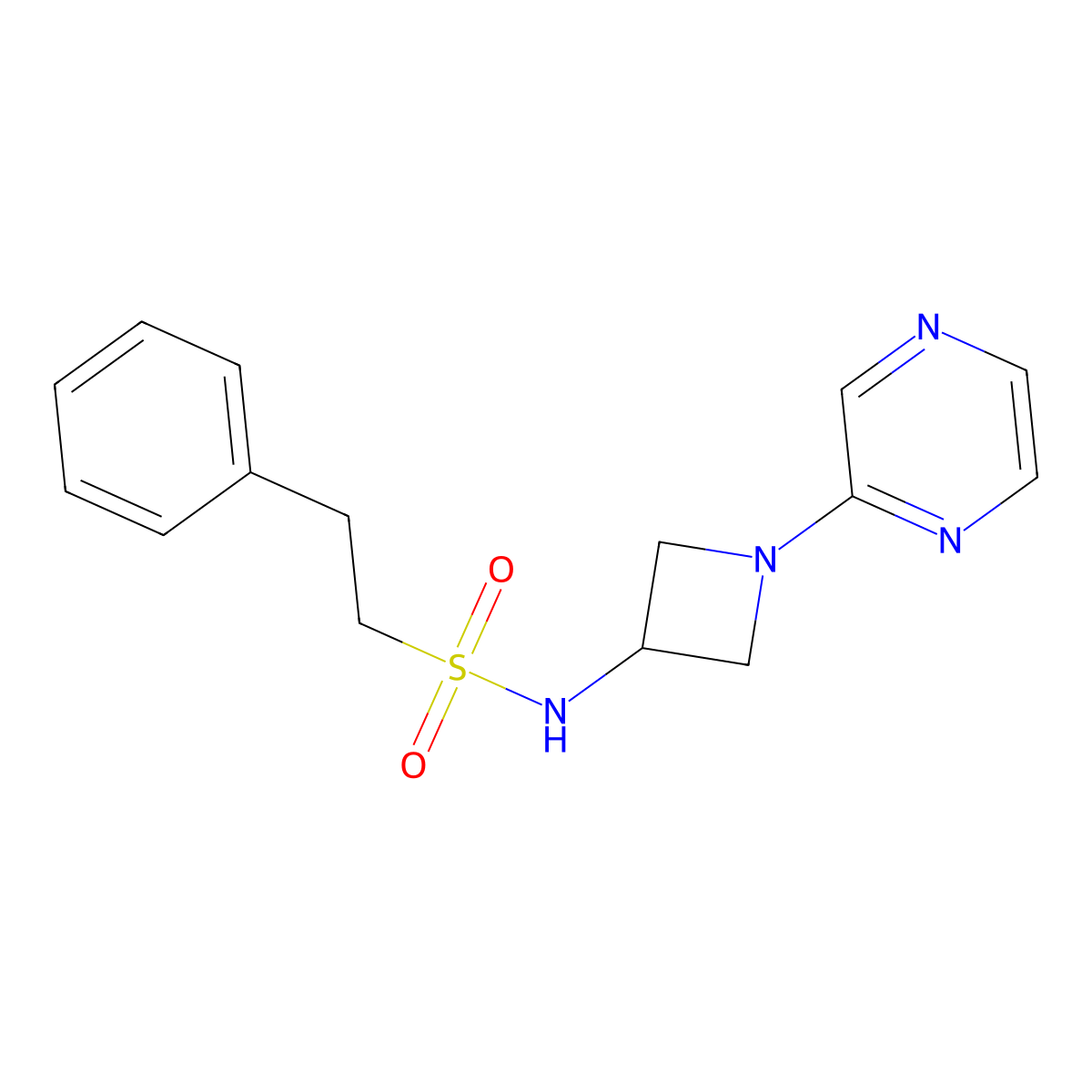 2-phenyl-N-[1-(pyrazin-2-yl)azetidin-3-yl]ethane-1-sulfonamide molecular structure, CAS 2415534-53-9