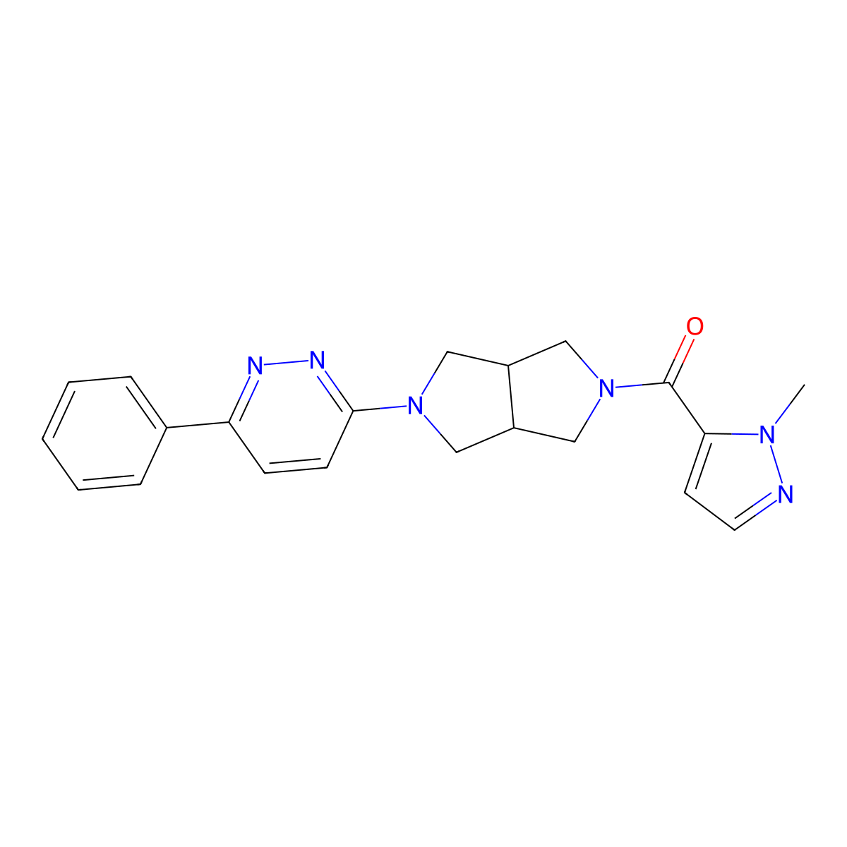 3-[5-(1-methyl-1H-pyrazole-5-carbonyl)-octahydropyrrolo[3,4-c]pyrrol-2-yl]-6-phenylpyridazine molecular structure, CAS 2415534-56-2