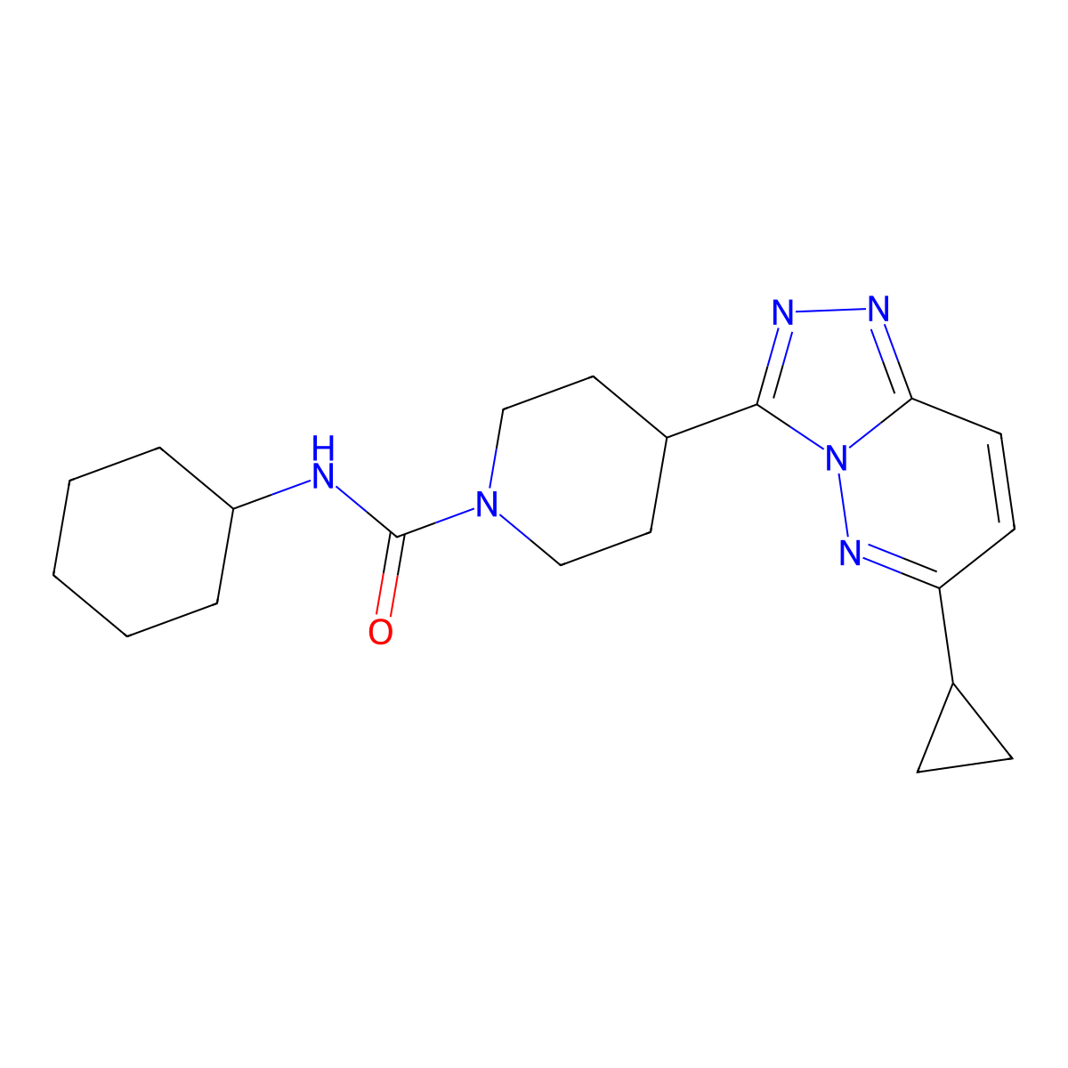 N-cyclohexyl-4-{6-cyclopropyl-[1,2,4]triazolo[4,3-b]pyridazin-3-yl}piperidine-1-carboxamide molecular structure, CAS 2415534-57-3