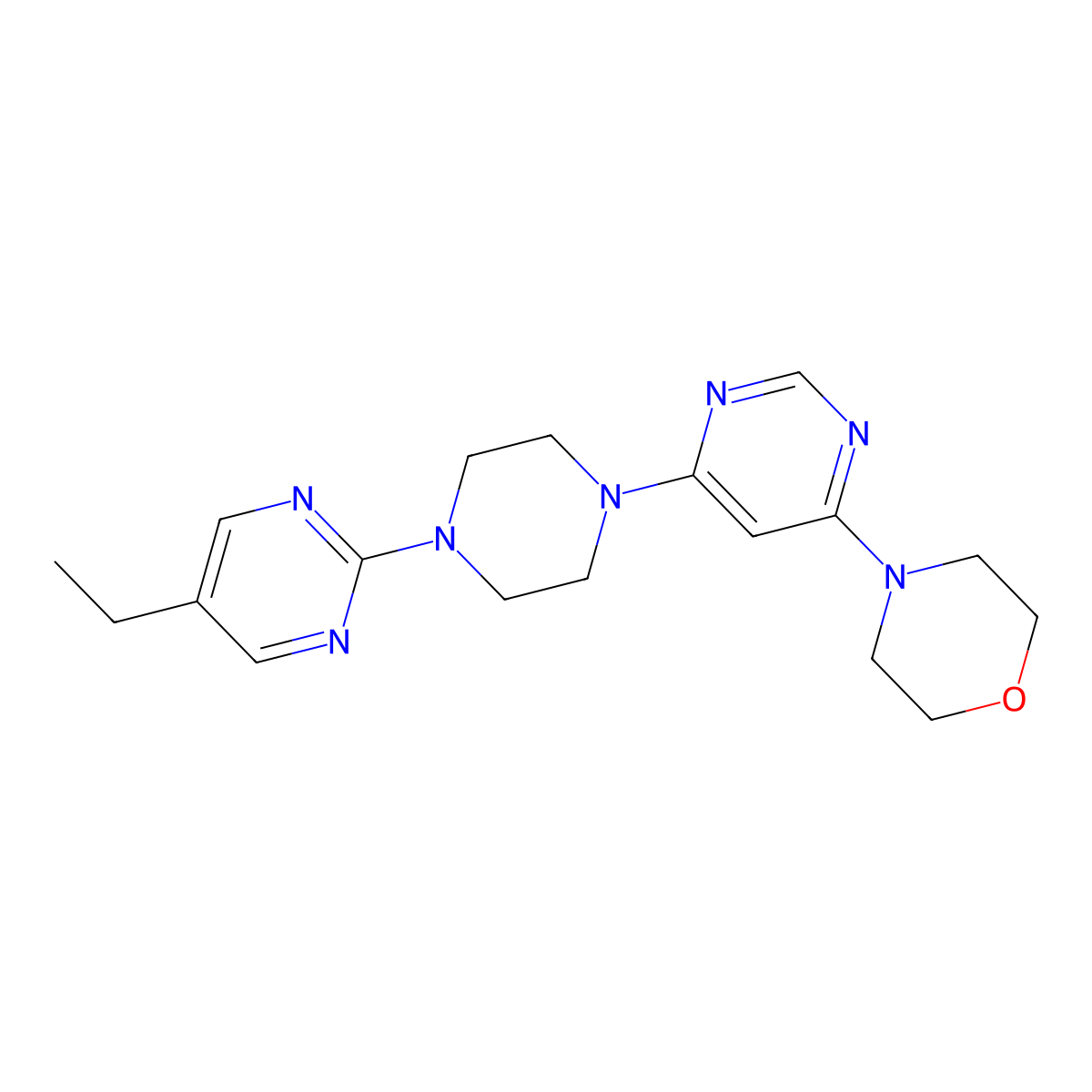 4-{6-[4-(5-Ethylpyrimidin-2-yl)piperazin-1-yl]pyrimidin-4-yl}morpholine molecular structure, CAS 2415534-59-5