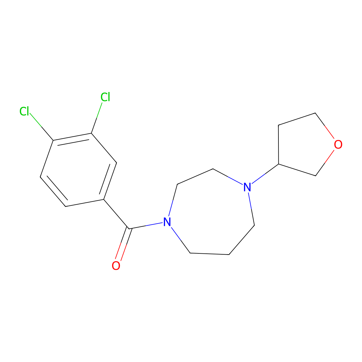 1-(3,4-Dichlorobenzoyl)-4-(oxolan-3-yl)-1,4-diazepane molecular structure, CAS 2415534-64-2