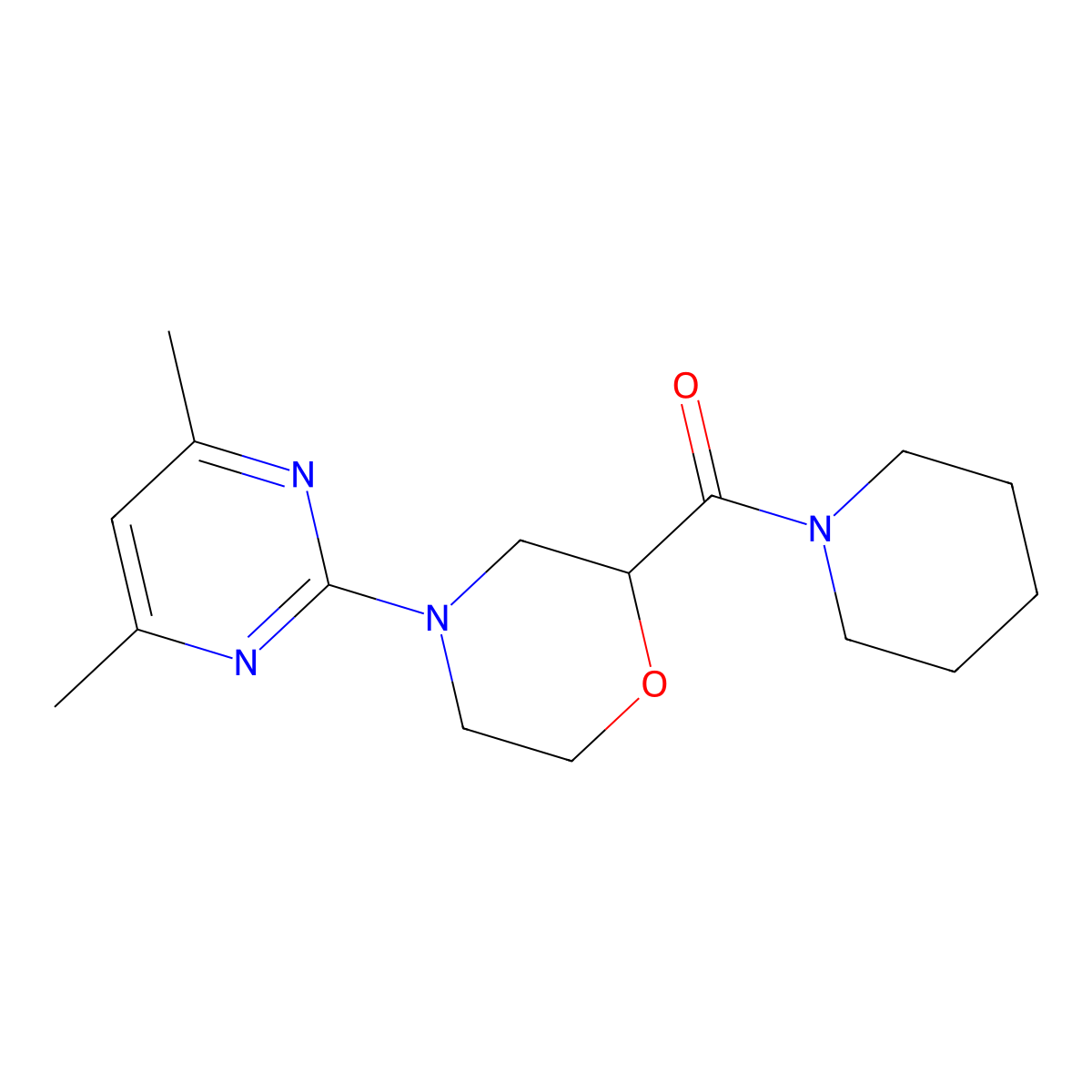 4-(4,6-Dimethylpyrimidin-2-yl)-2-(piperidine-1-carbonyl)morpholine molecular structure, CAS 2415534-67-5