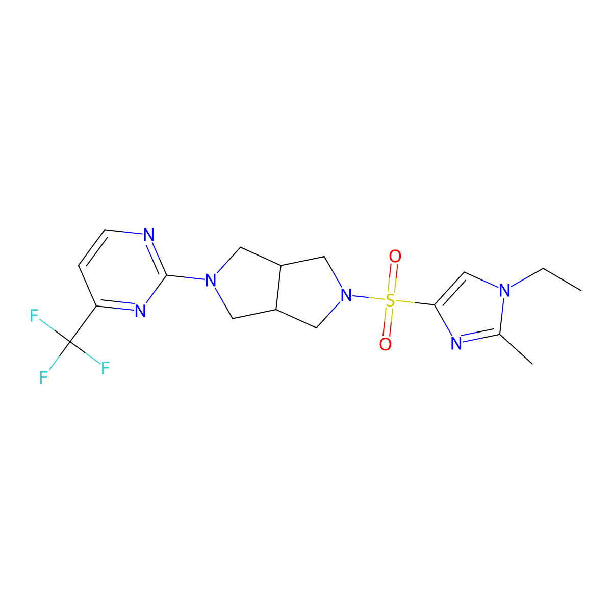 2-{5-[(1-ethyl-2-methyl-1H-imidazol-4-yl)sulfonyl]-octahydropyrrolo[3,4-c]pyrrol-2-yl}-4-(trifluoromethyl)pyrimidine molecular structure, CAS 2415534-69-7