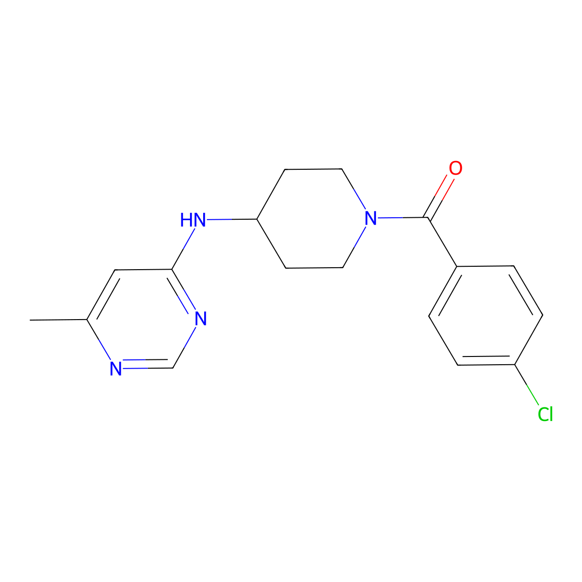 N-[1-(4-chlorobenzoyl)piperidin-4-yl]-6-methylpyrimidin-4-amine molecular structure, CAS 2415534-70-0