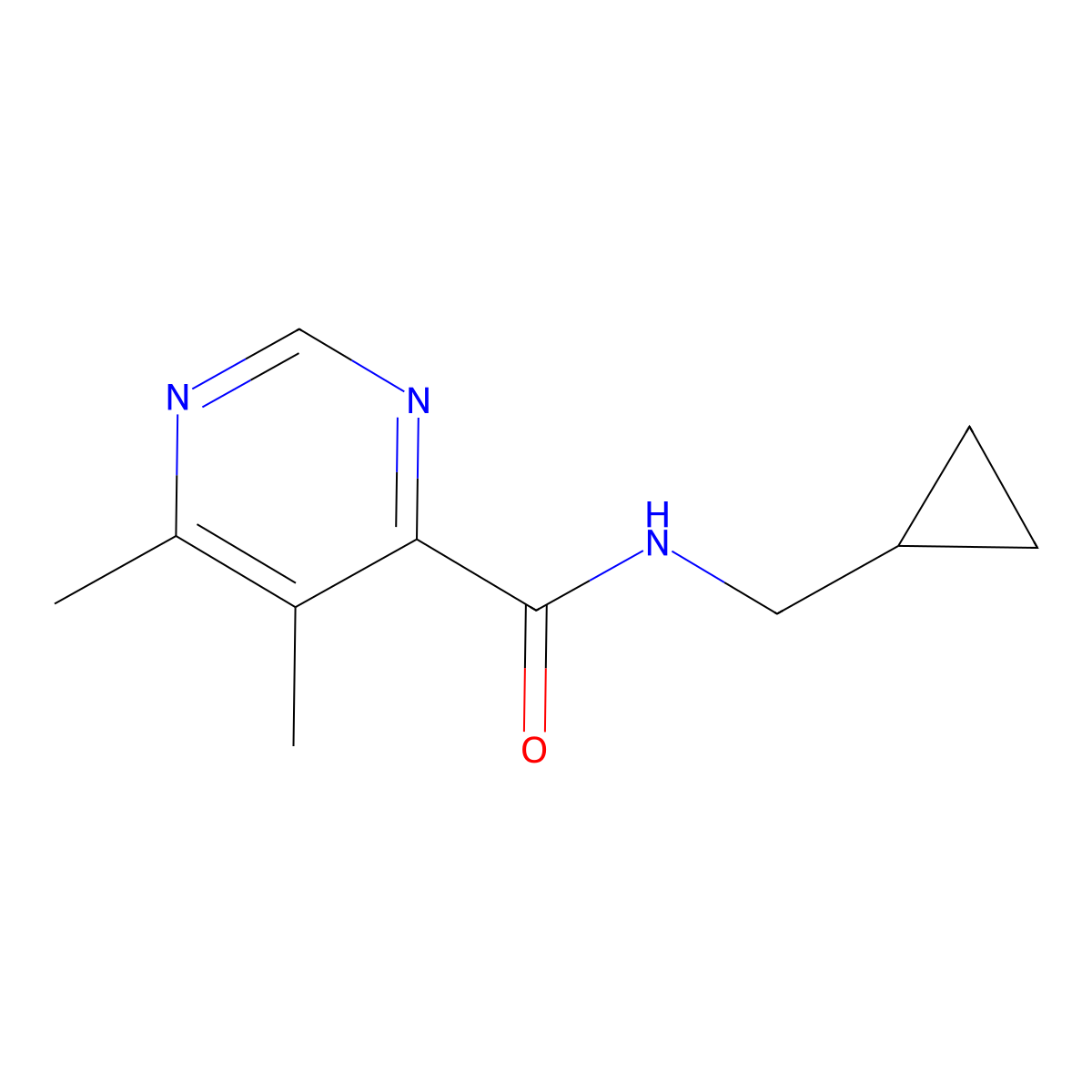 N-(Cyclopropylmethyl)-5,6-dimethylpyrimidine-4-carboxamide molecular structure, CAS 2415534-73-3