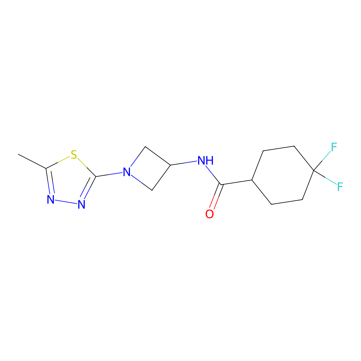 4,4-Difluoro-N-[1-(5-methyl-1,3,4-thiadiazol-2-yl)azetidin-3-yl]cyclohexane-1-carboxamide molecular structure, CAS 2415534-76-6