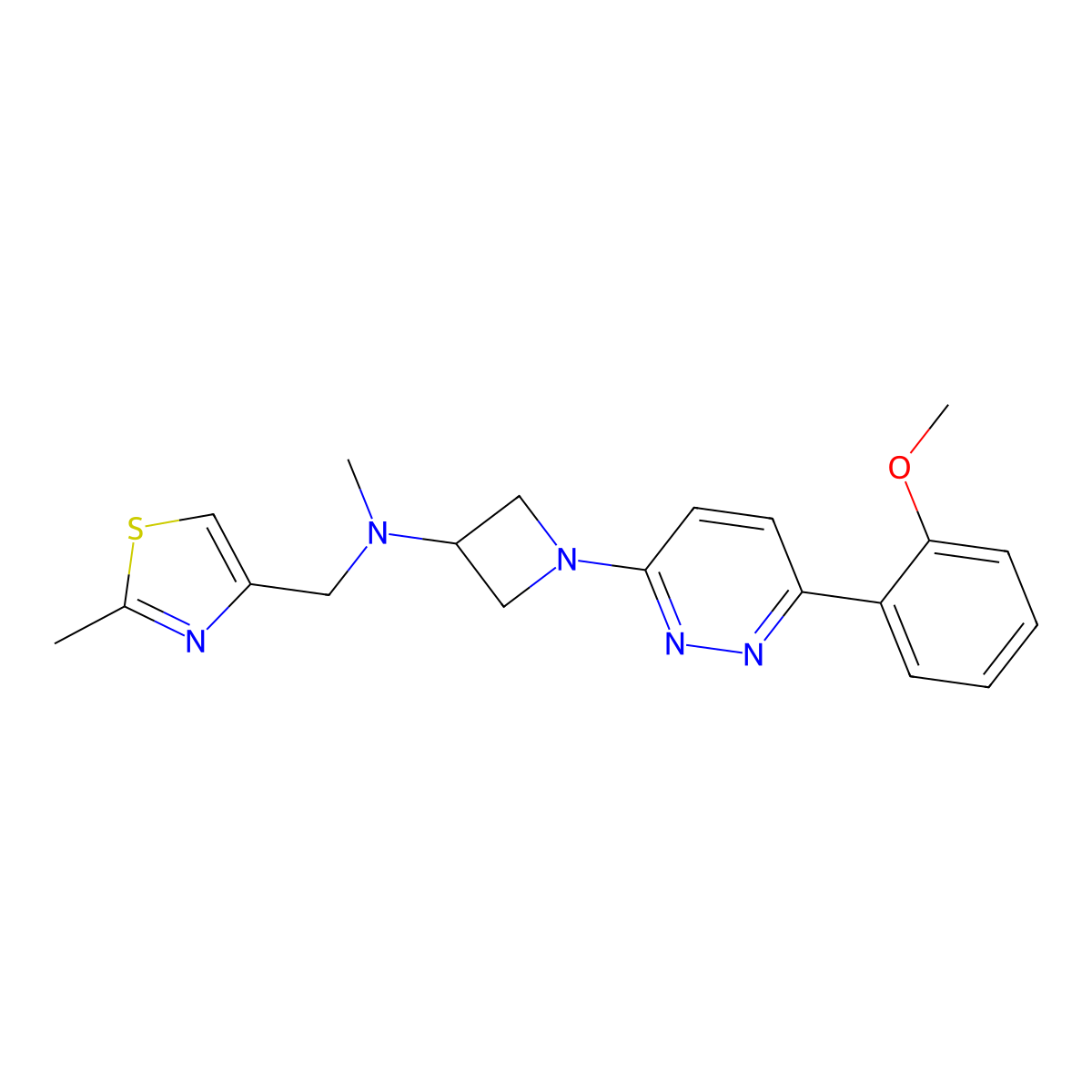 1-[6-(2-Methoxyphenyl)pyridazin-3-yl]-N-methyl-N-[(2-methyl-1,3-thiazol-4-yl)methyl]azetidin-3-amine molecular structure, CAS 2415534-78-8
