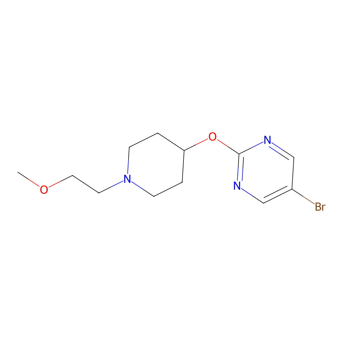 5-Bromo-2-{[1-(2-methoxyethyl)piperidin-4-yl]oxy}pyrimidine molecular structure, CAS 2415534-79-9