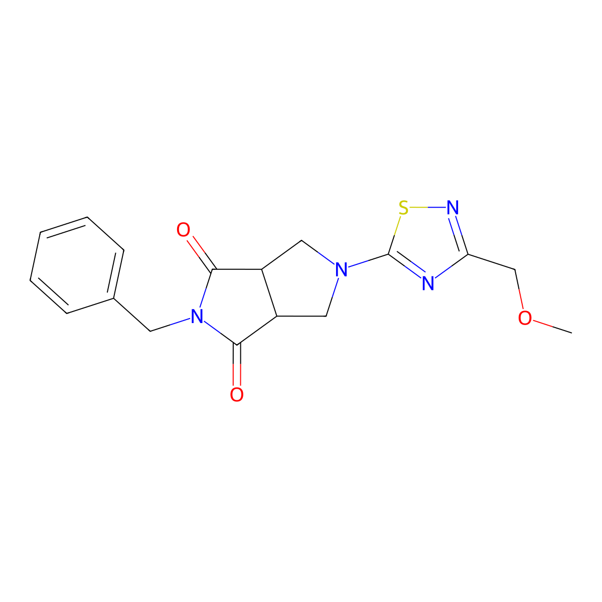 2-Benzyl-5-[3-(methoxymethyl)-1,2,4-thiadiazol-5-yl]-octahydropyrrolo[3,4-c]pyrrole-1,3-dione molecular structure, CAS 2415534-82-4