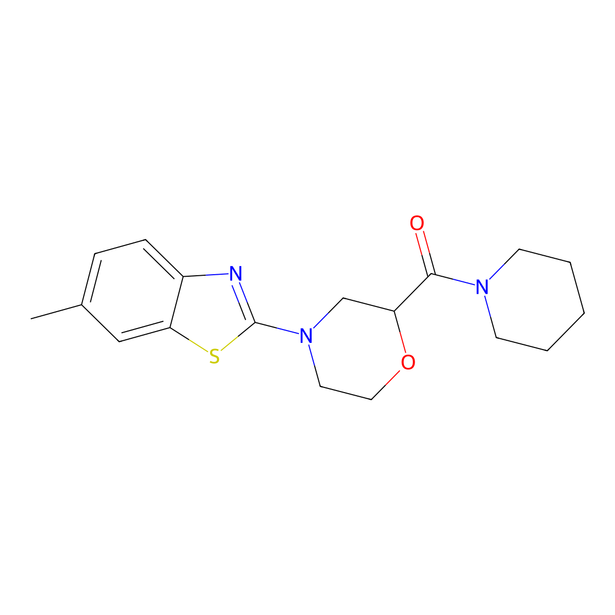 6-Methyl-2-[2-(piperidine-1-carbonyl)morpholin-4-yl]-1,3-benzothiazole molecular structure, CAS 2415534-84-6