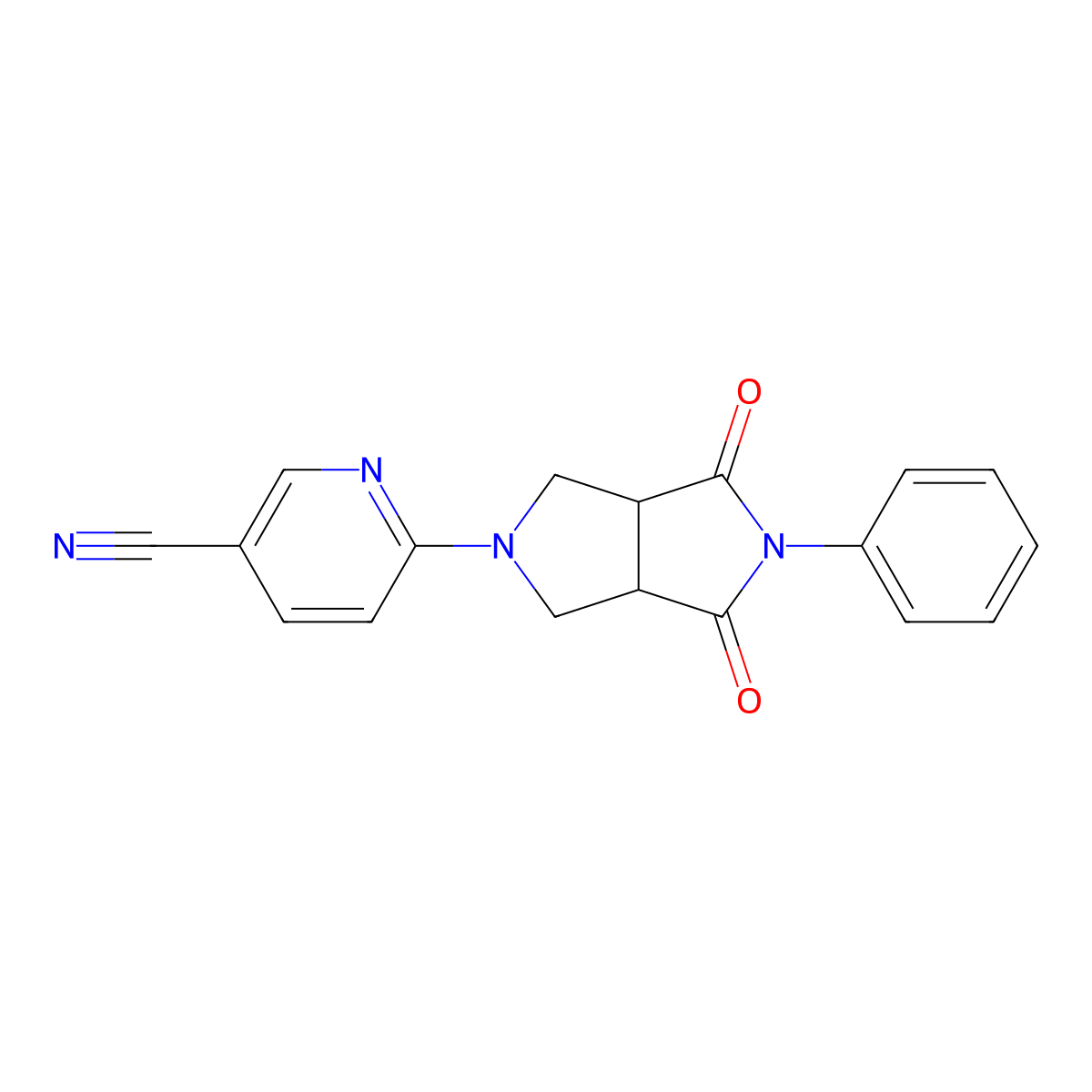 6-{4,6-Dioxo-5-phenyl-octahydropyrrolo[3,4-c]pyrrol-2-yl}pyridine-3-carbonitrile molecular structure, CAS 2415534-85-7