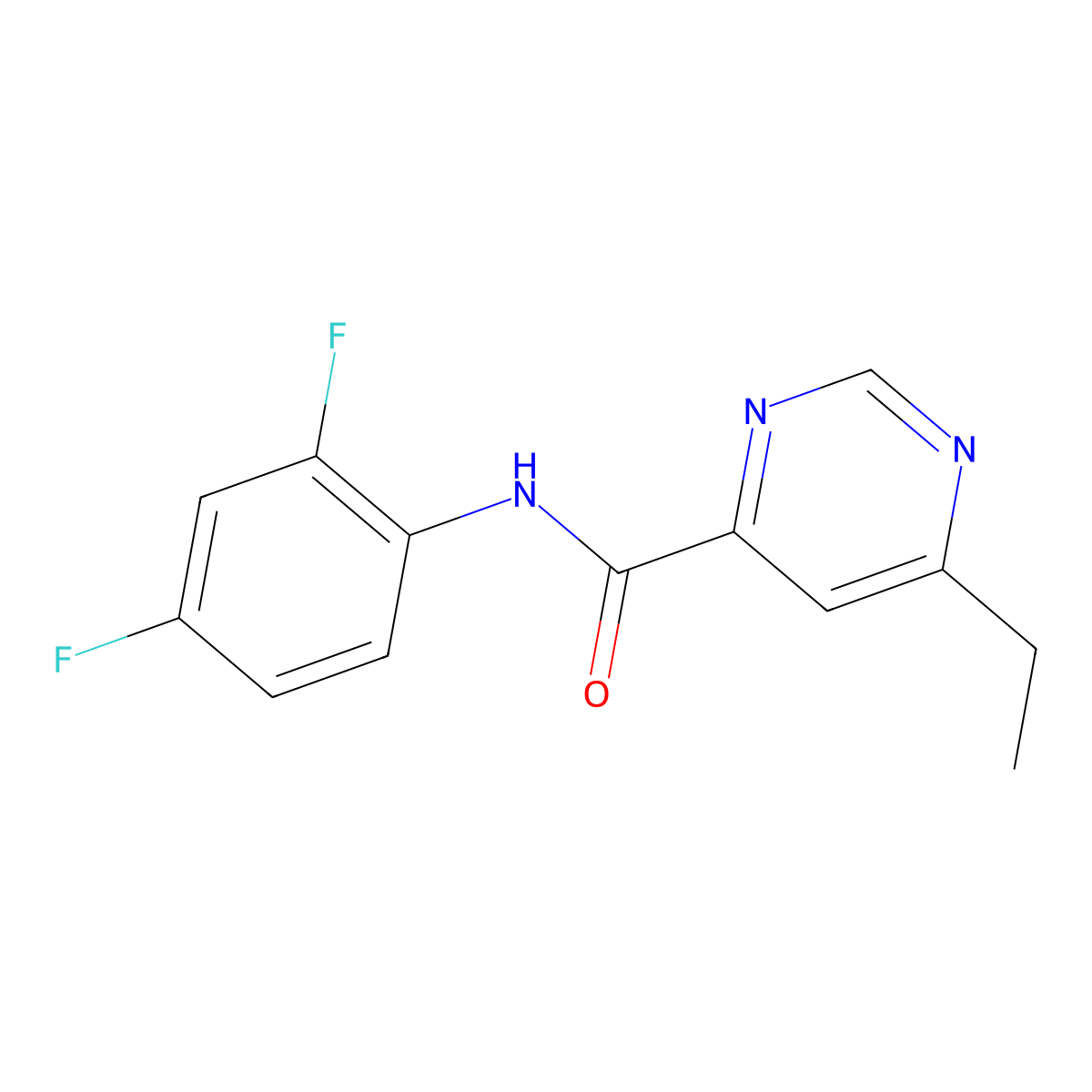 N-(2,4-difluorophenyl)-6-ethylpyrimidine-4-carboxamide molecular structure, CAS 2415534-86-8