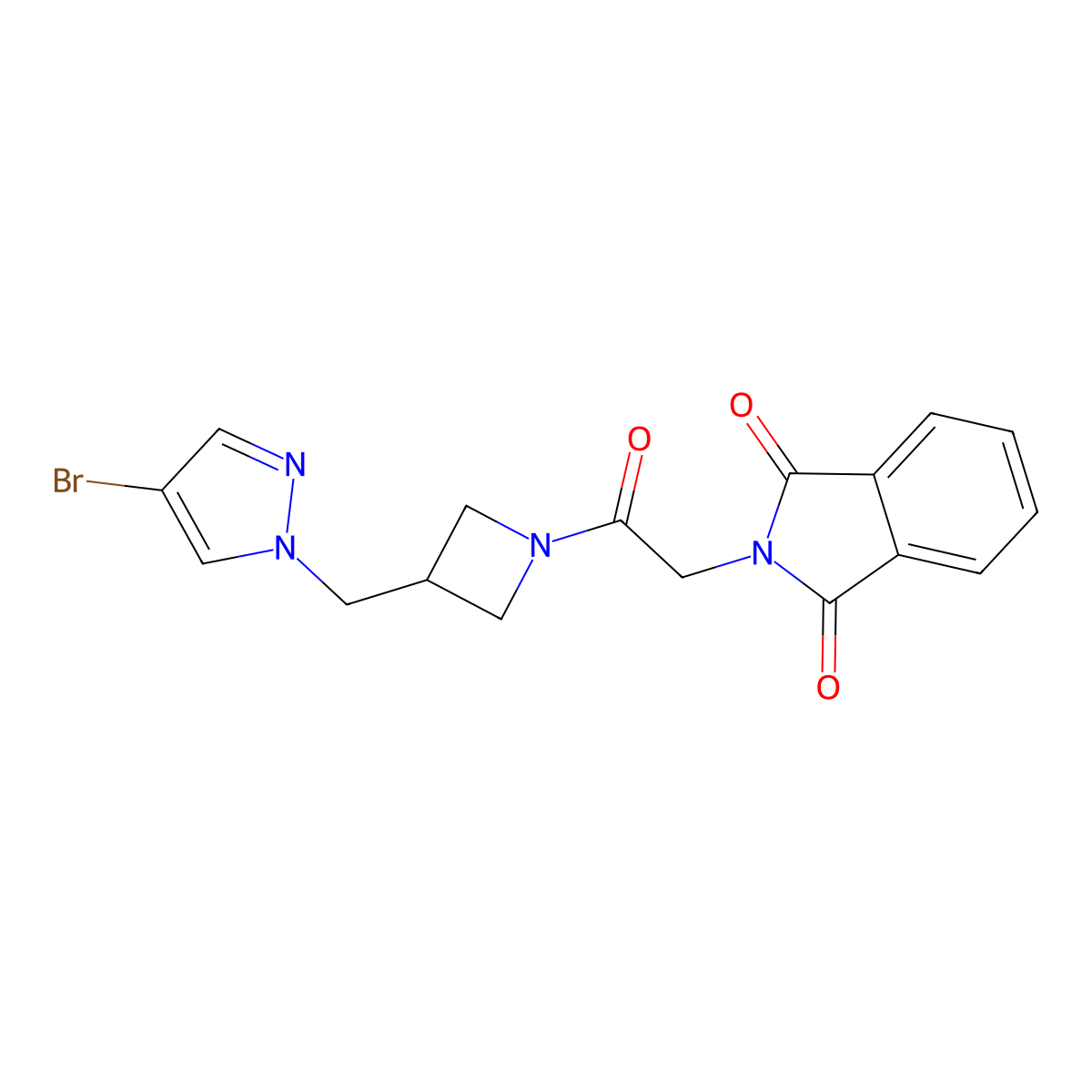 2-(2-{3-[(4-bromo-1H-pyrazol-1-yl)methyl]azetidin-1-yl}-2-oxoethyl)-2,3-dihydro-1H-isoindole-1,3-dione molecular structure, CAS 2415534-87-9