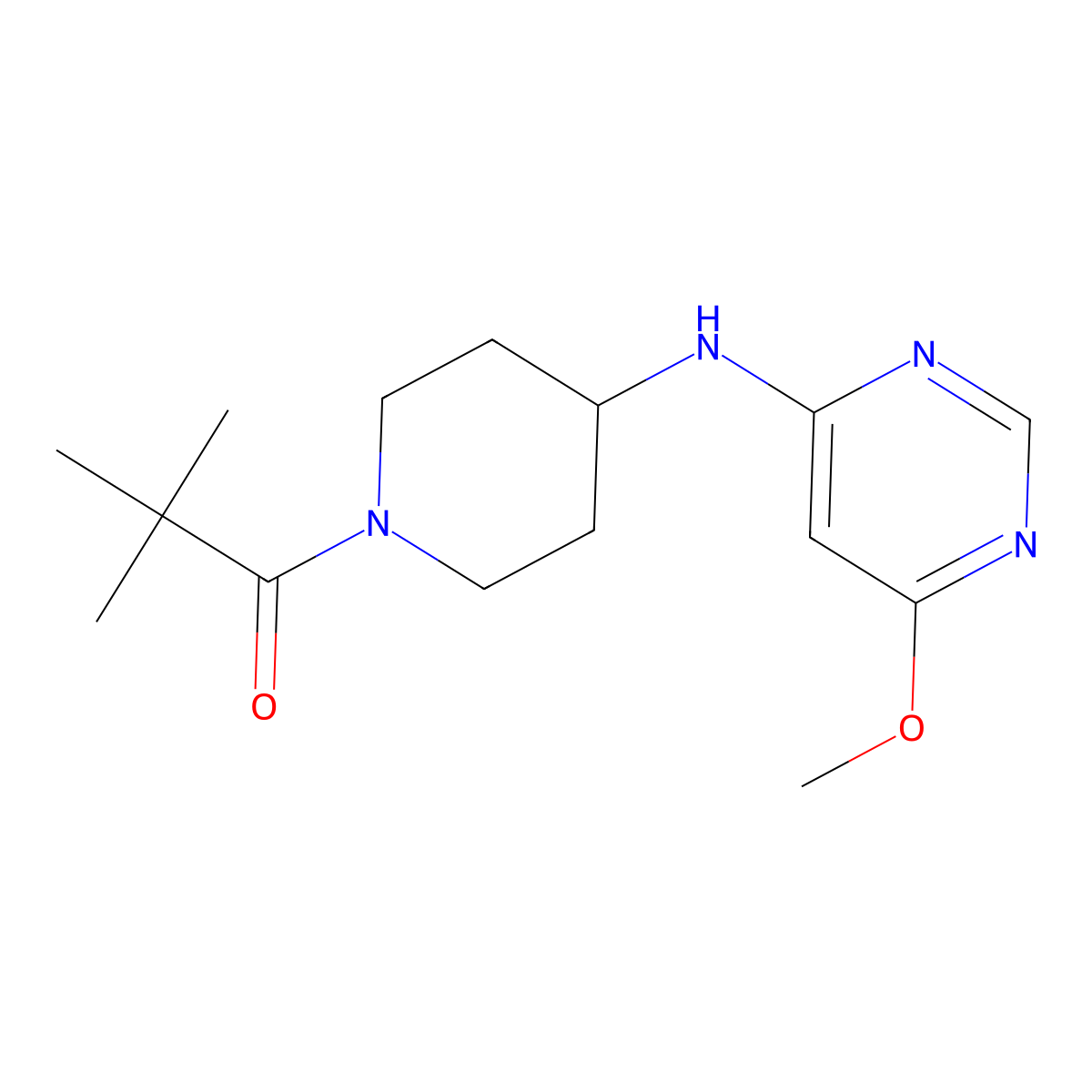 1-{4-[(6-Methoxypyrimidin-4-yl)amino]piperidin-1-yl}-2,2-dimethylpropan-1-one molecular structure, CAS 2415534-88-0