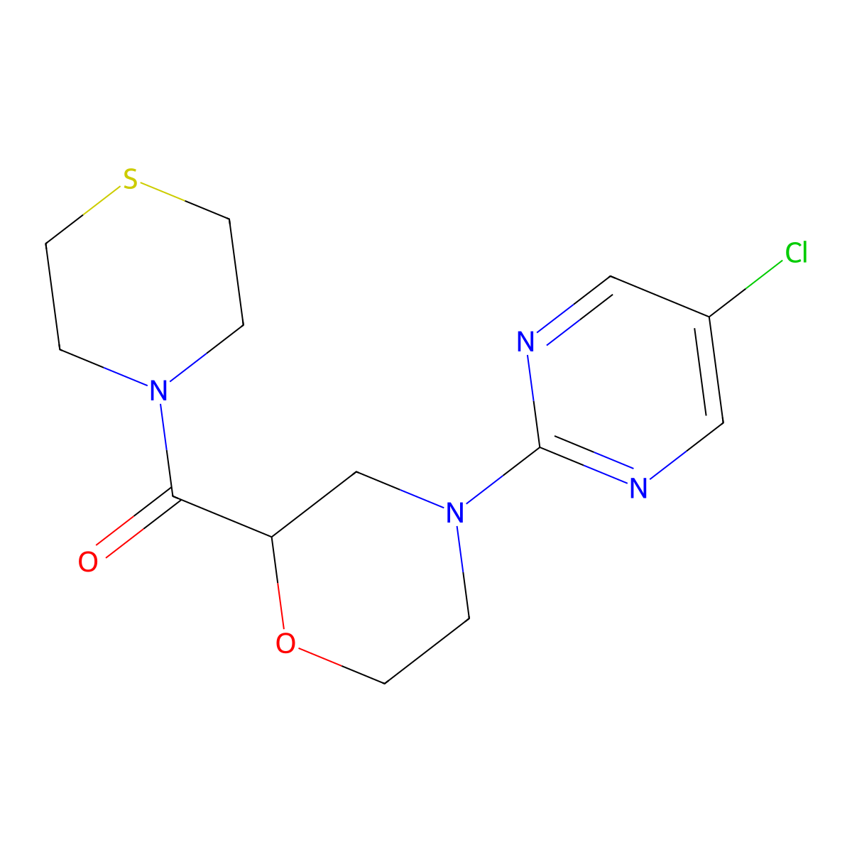 4-(5-Chloropyrimidin-2-yl)-2-(thiomorpholine-4-carbonyl)morpholine molecular structure, CAS 2415534-90-4