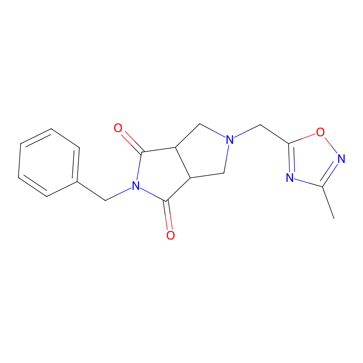 2-Benzyl-5-[(3-methyl-1,2,4-oxadiazol-5-yl)methyl]-octahydropyrrolo[3,4-c]pyrrole-1,3-dione molecular structure, CAS 2415534-91-5