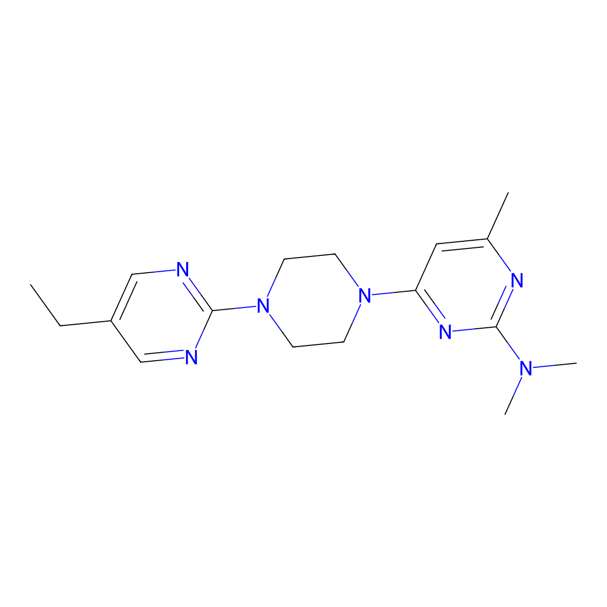 4-[4-(5-Ethylpyrimidin-2-yl)piperazin-1-yl]-N,N,6-trimethylpyrimidin-2-amine molecular structure, CAS 2415534-92-6