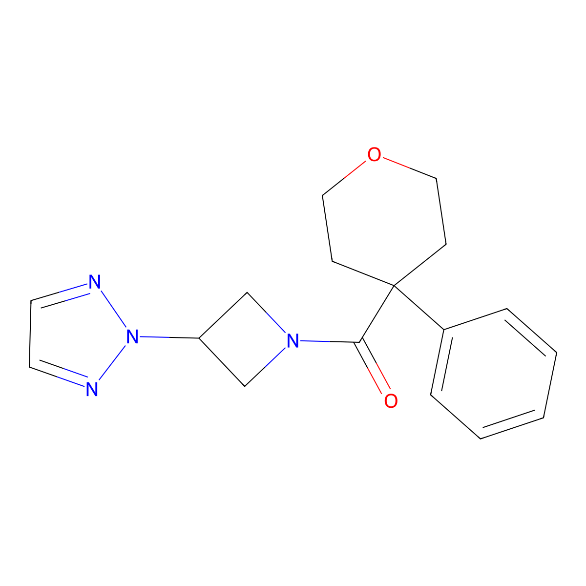 2-[1-(4-phenyloxane-4-carbonyl)azetidin-3-yl]-2H-1,2,3-triazole molecular structure, CAS 2415534-93-7