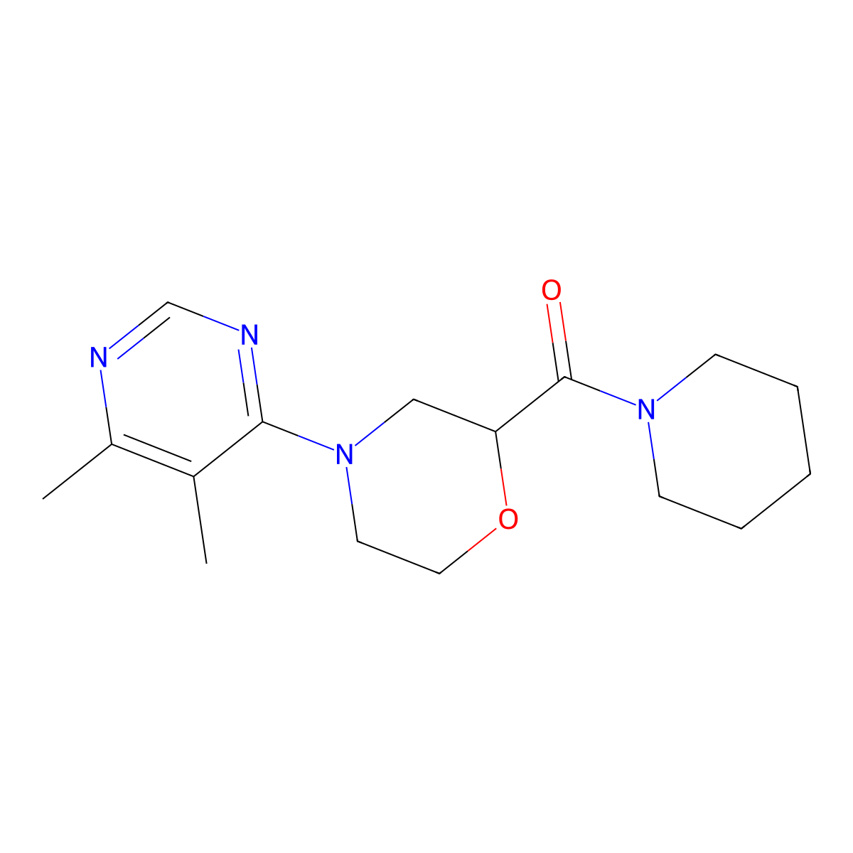 4-(5,6-Dimethylpyrimidin-4-yl)-2-(piperidine-1-carbonyl)morpholine molecular structure, CAS 2415534-95-9