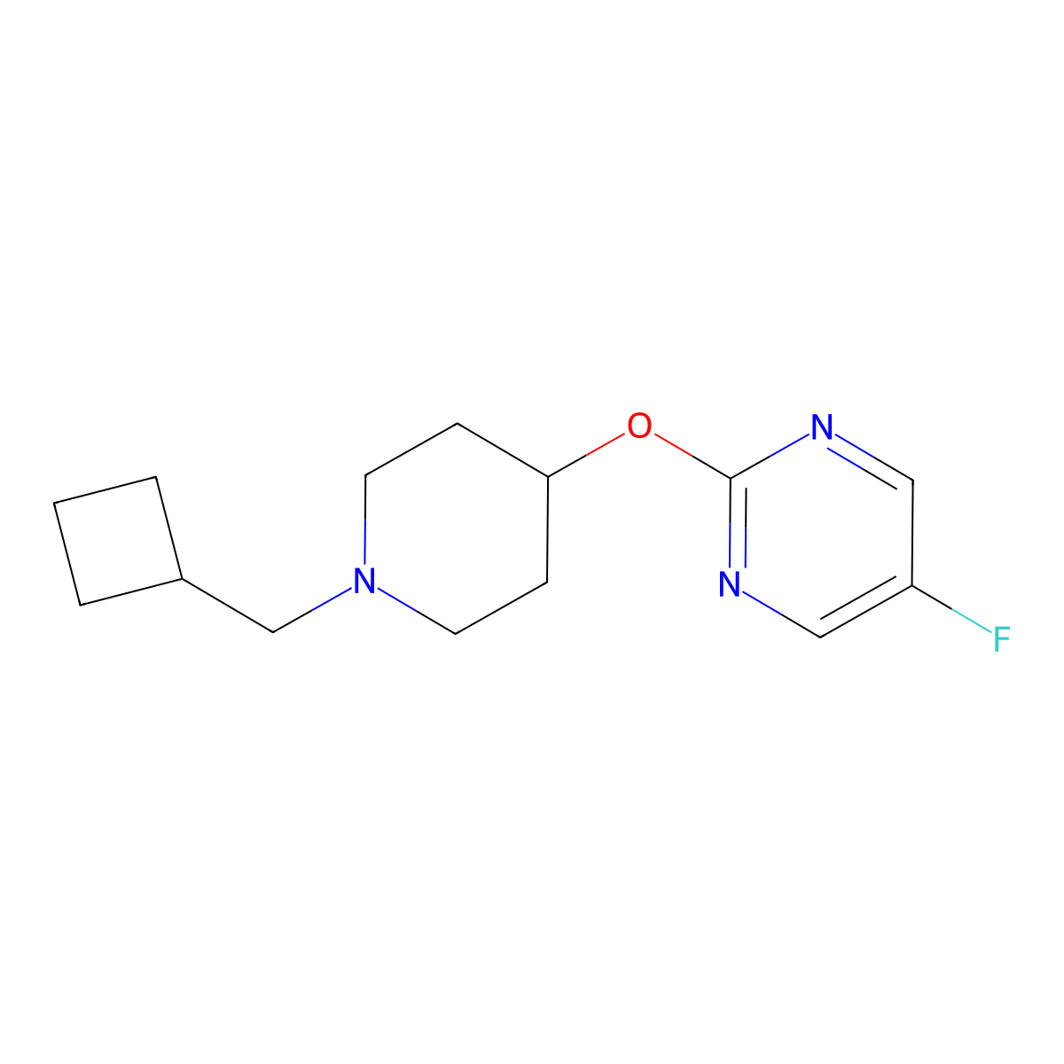 2-{[1-(Cyclobutylmethyl)piperidin-4-yl]oxy}-5-fluoropyrimidine molecular structure, CAS 2415534-98-2