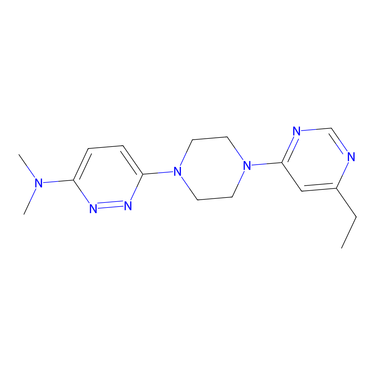 6-[4-(6-Ethylpyrimidin-4-yl)piperazin-1-yl]-N,N-dimethylpyridazin-3-amine molecular structure, CAS 2415534-99-3