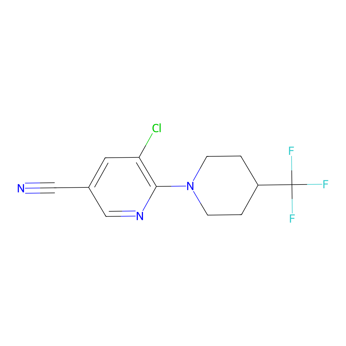5-Chloro-6-[4-(trifluoromethyl)piperidin-1-yl]pyridine-3-carbonitrile molecular structure, CAS 2415535-00-9