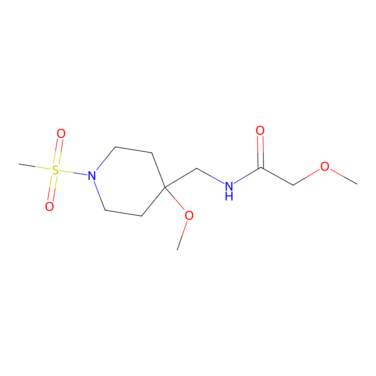 N-[(1-methanesulfonyl-4-methoxypiperidin-4-yl)methyl]-2-methoxyacetamide molecular structure, CAS 2415535-02-1