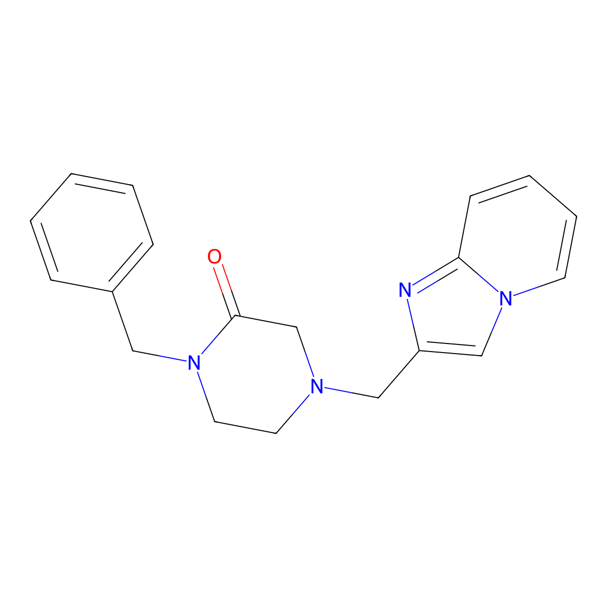 1-Benzyl-4-({imidazo[1,2-a]pyridin-2-yl}methyl)piperazin-2-one molecular structure, CAS 2415535-03-2