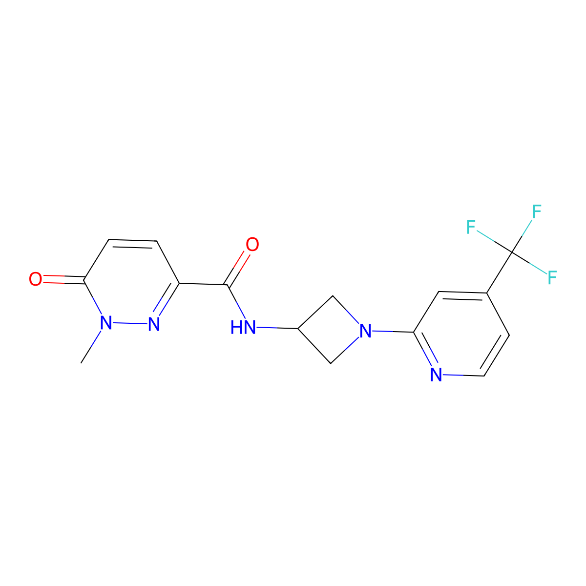 1-methyl-6-oxo-N-{1-[4-(trifluoromethyl)pyridin-2-yl]azetidin-3-yl}-1,6-dihydropyridazine-3-carboxamide molecular structure, CAS 2415535-04-3
