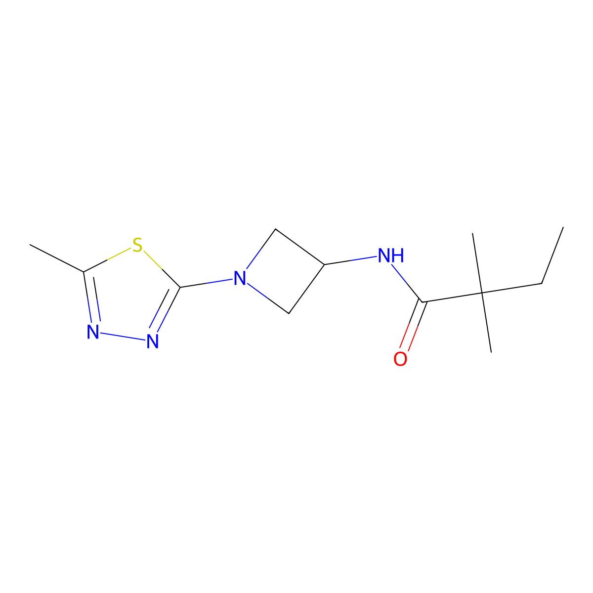 2,2-dimethyl-N-[1-(5-methyl-1,3,4-thiadiazol-2-yl)azetidin-3-yl]butanamide molecular structure, CAS 2415535-05-4