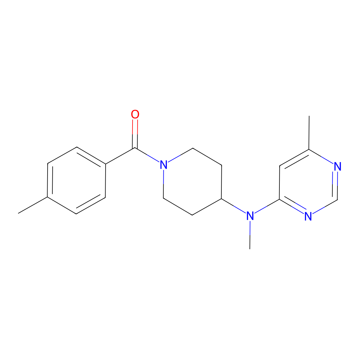 N,6-dimethyl-N-[1-(4-methylbenzoyl)piperidin-4-yl]pyrimidin-4-amine molecular structure, CAS 2415535-06-5