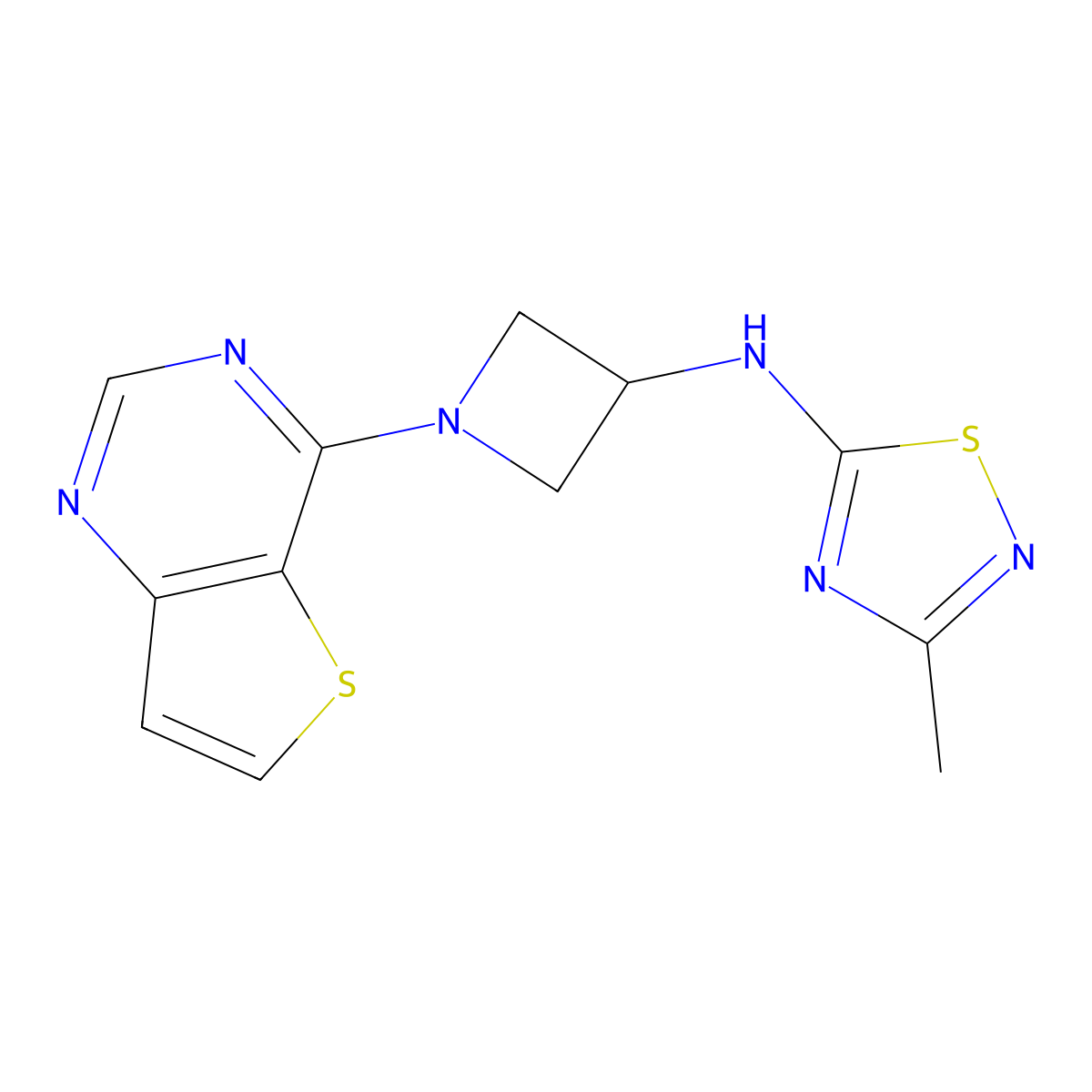 3-methyl-N-(1-{thieno[3,2-d]pyrimidin-4-yl}azetidin-3-yl)-1,2,4-thiadiazol-5-amine molecular structure, CAS 2415535-16-7