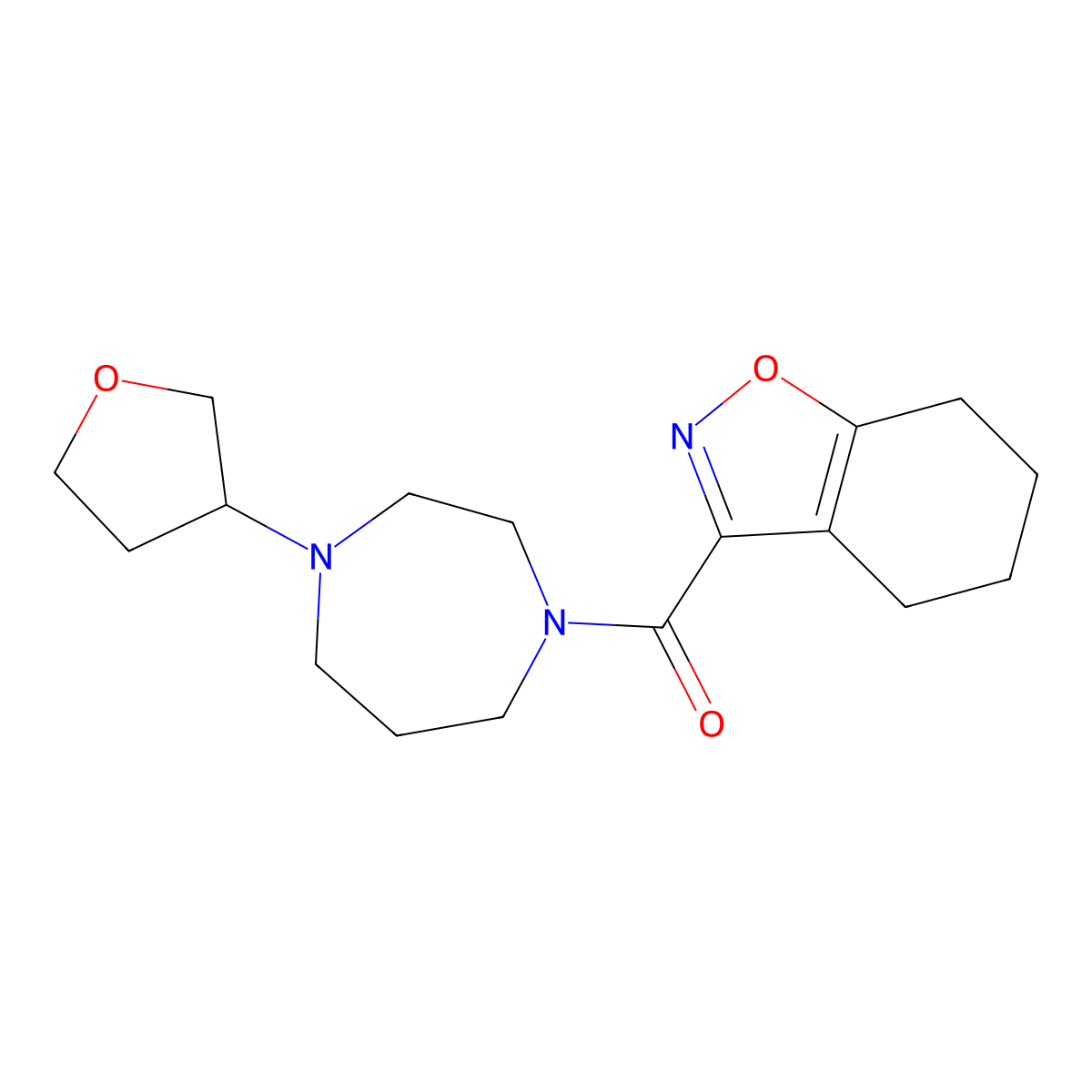 3-[4-(Oxolan-3-yl)-1,4-diazepane-1-carbonyl]-4,5,6,7-tetrahydro-1,2-benzoxazole molecular structure, CAS 2415535-27-0