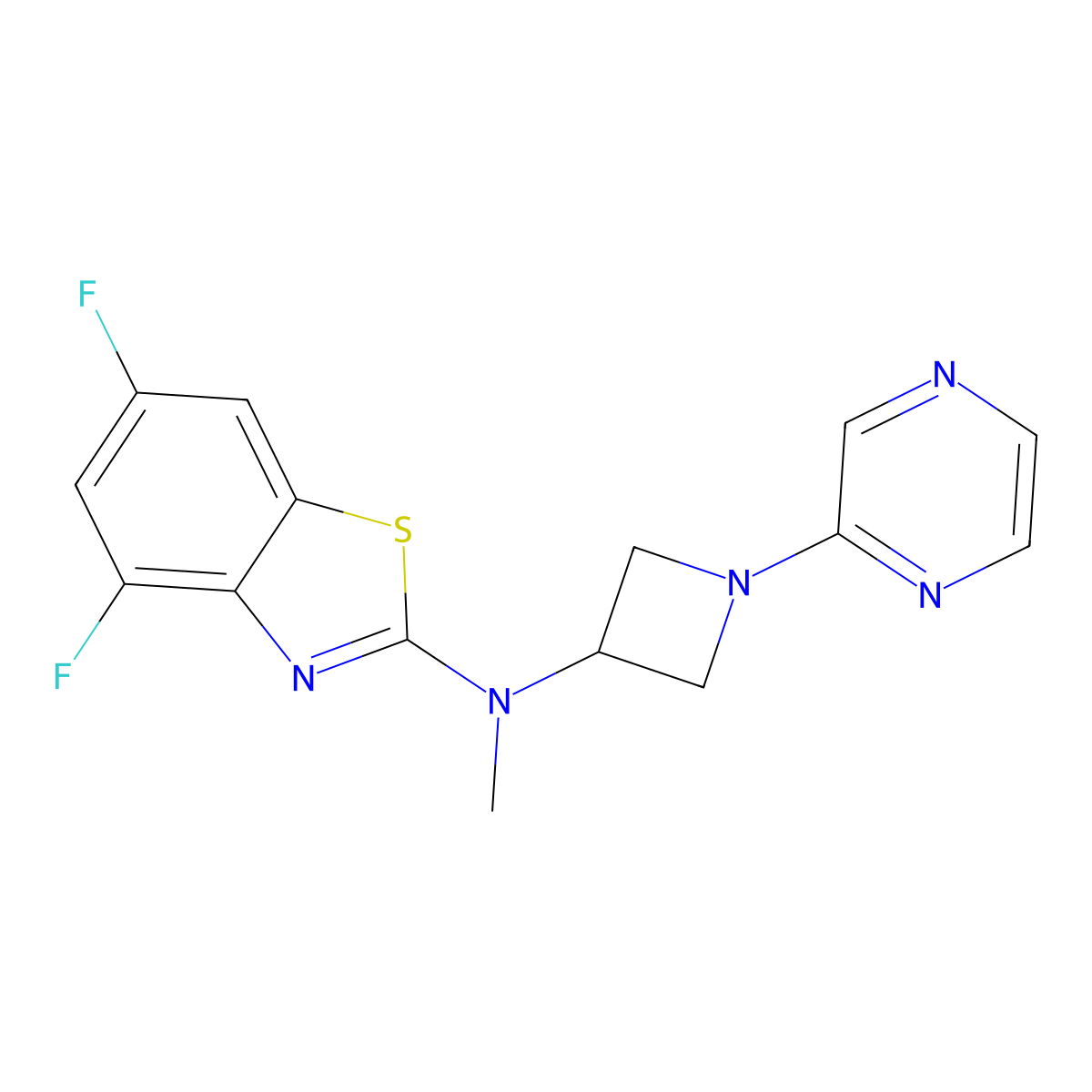 4,6-difluoro-N-methyl-N-[1-(pyrazin-2-yl)azetidin-3-yl]-1,3-benzothiazol-2-amine molecular structure, CAS 2415535-34-9
