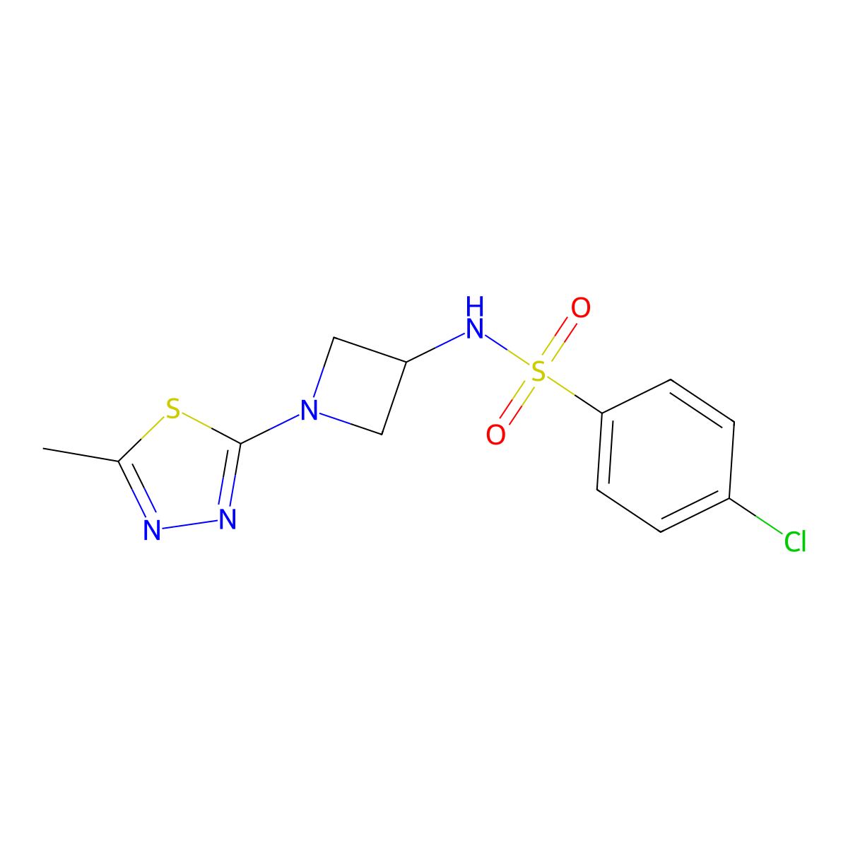 4-chloro-N-[1-(5-methyl-1,3,4-thiadiazol-2-yl)azetidin-3-yl]benzene-1-sulfonamide molecular structure, CAS 2415535-37-2