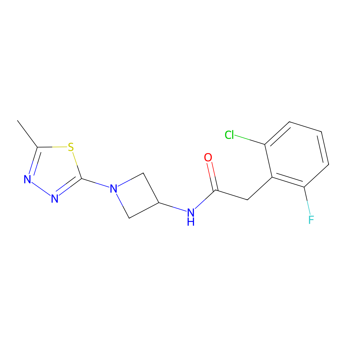 2-(2-Chloro-6-fluorophenyl)-N-[1-(5-methyl-1,3,4-thiadiazol-2-yl)azetidin-3-yl]acetamide molecular structure, CAS 2415535-38-3