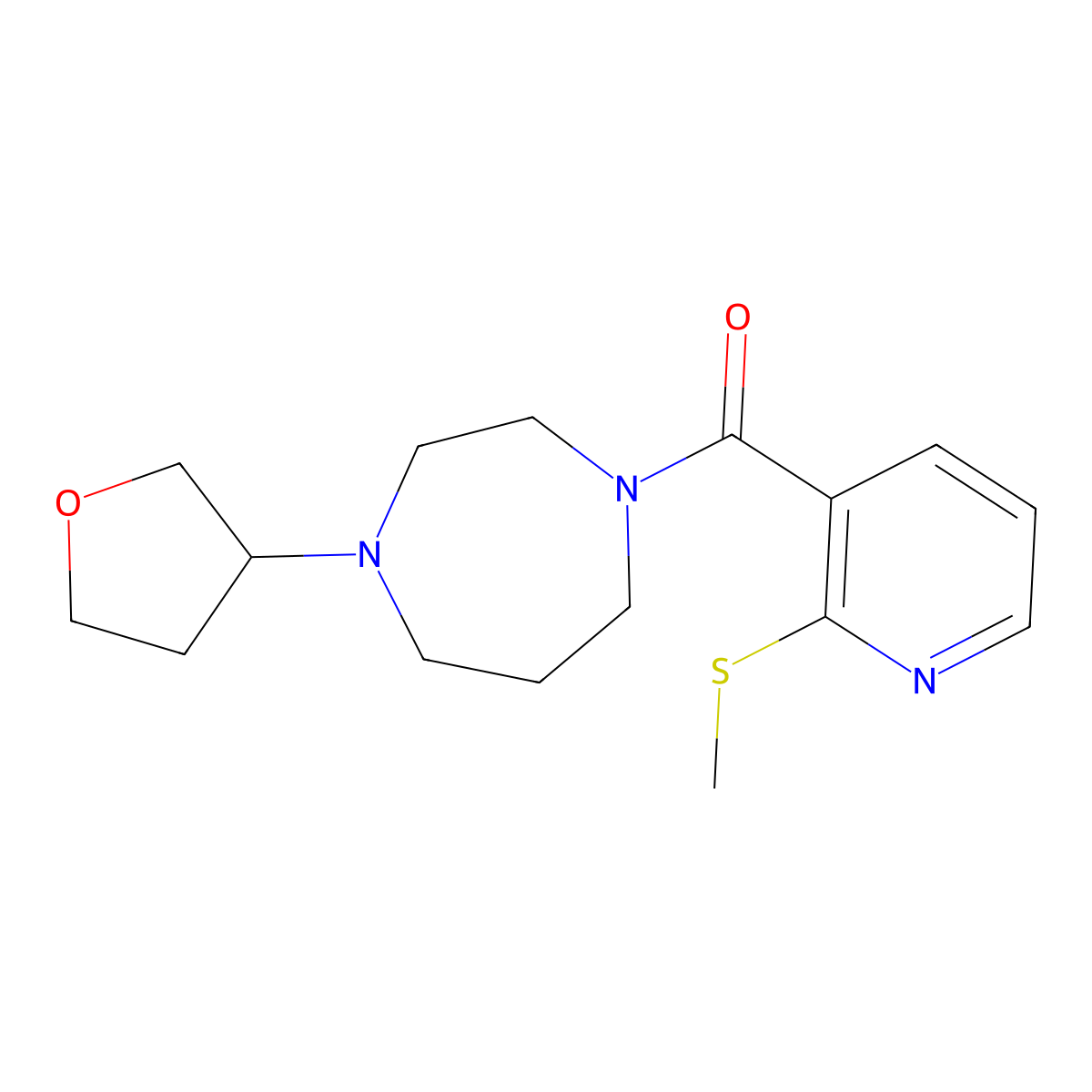 1-[2-(Methylsulfanyl)pyridine-3-carbonyl]-4-(oxolan-3-yl)-1,4-diazepane molecular structure, CAS 2415535-40-7