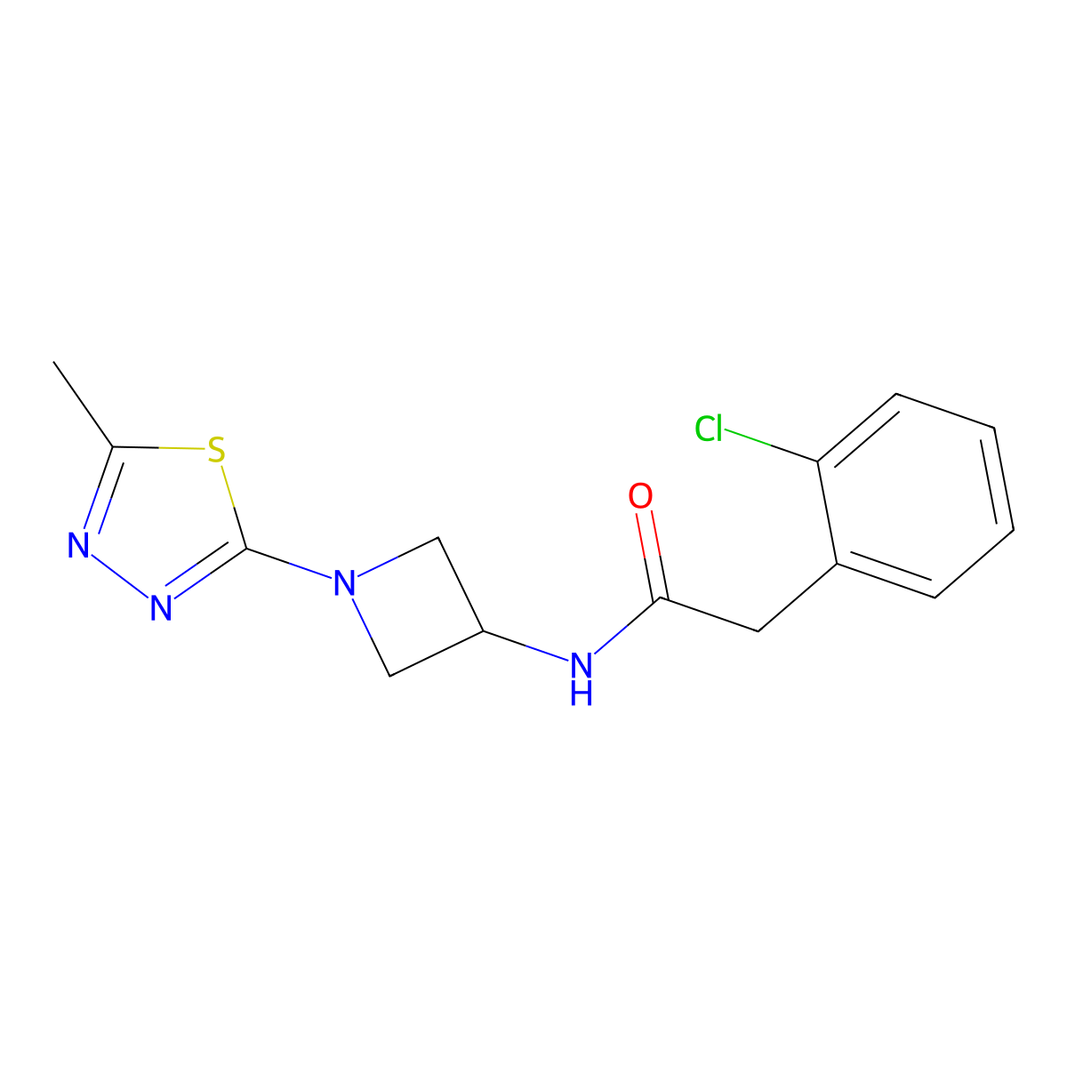 2-(2-Chlorophenyl)-N-[1-(5-methyl-1,3,4-thiadiazol-2-yl)azetidin-3-yl]acetamide molecular structure, CAS 2415535-41-8