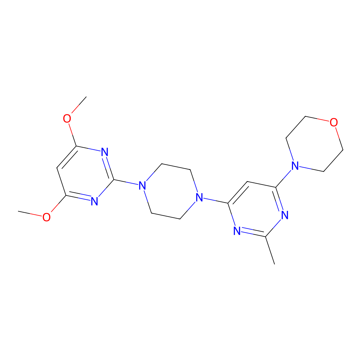 4-{6-[4-(4,6-Dimethoxypyrimidin-2-yl)piperazin-1-yl]-2-methylpyrimidin-4-yl}morpholine molecular structure, CAS 2415535-42-9