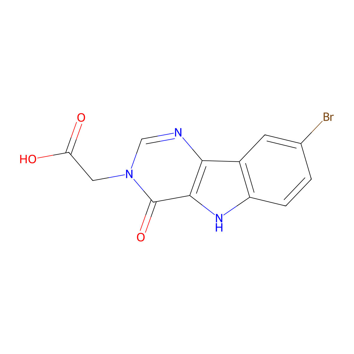 2-{8-bromo-4-oxo-3H,4H,5H-pyrimido[5,4-b]indol-3-yl}acetic acid molecular structure, CAS 2415535-43-0